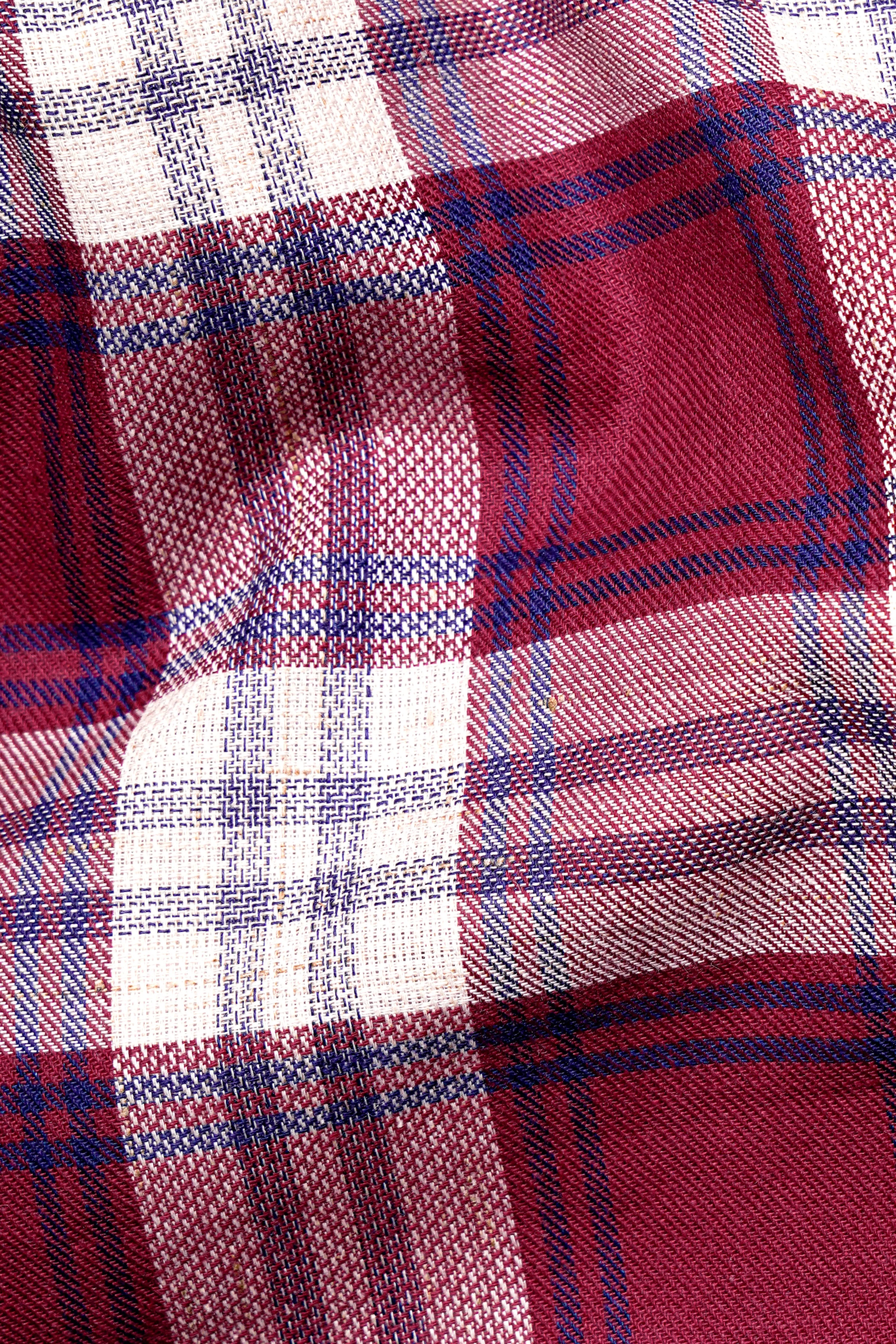Shiraz Red and Pot Pourri Twill Plaid Premium Cotton Shirt sold by French Crown product image thumbnail 2