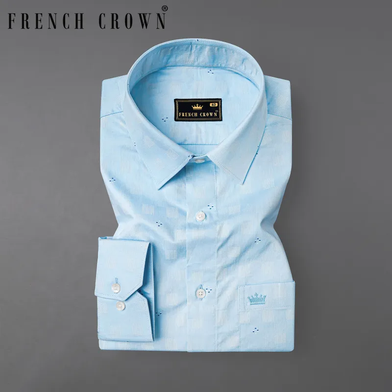 Tropical Blue Printed Super Soft Premium Cotton Shirt sold by French Crown
