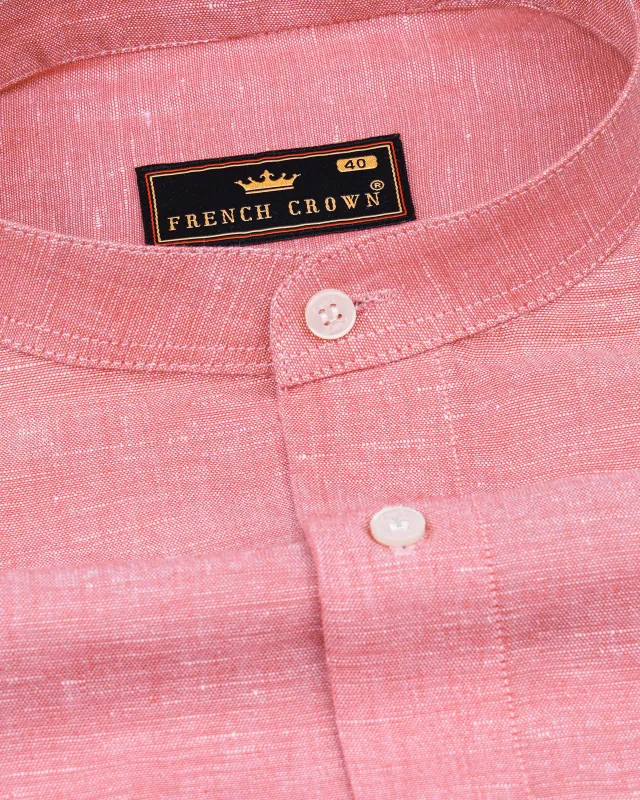 Sherbet Pink Luxurious Linen Shirt sold by French Crown