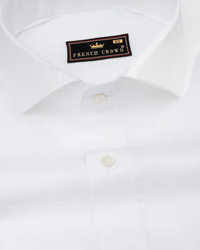 Bright White Dobby Textured Premium Giza Cotton Shirt sold by French Crown