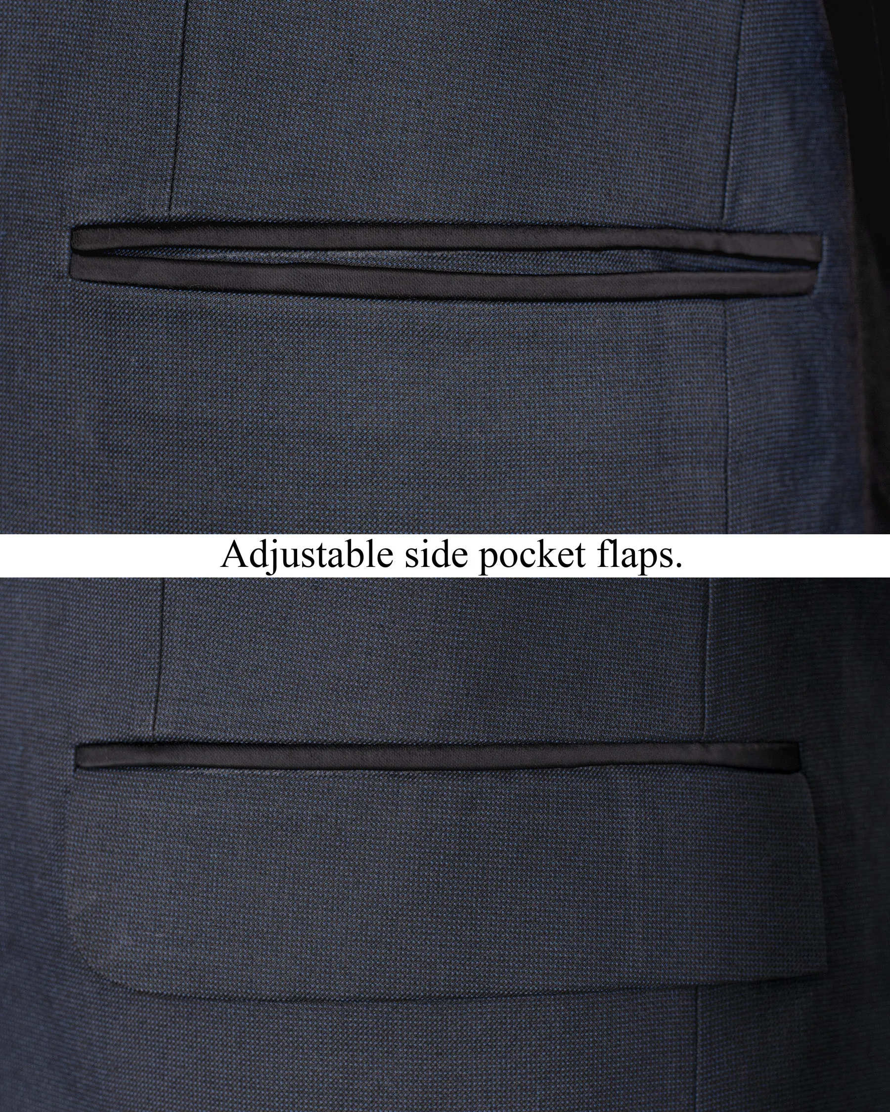 Tangaroa Blue Wool Rich Tuxedo Blazer sold by French Crown product image thumbnail 5