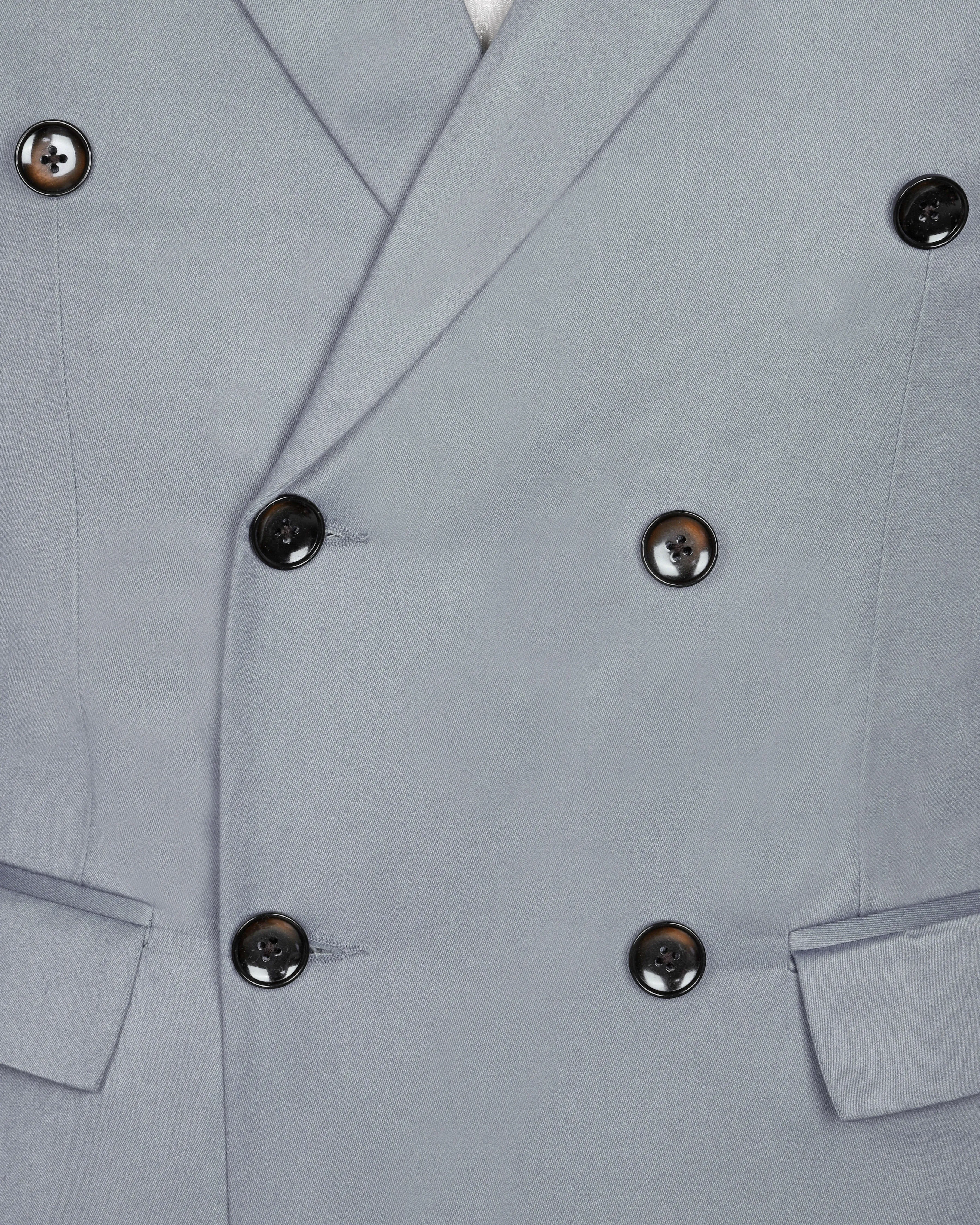 Light Grey Wool Blend Double Breasted Blazer sold by French Crown product image thumbnail 4