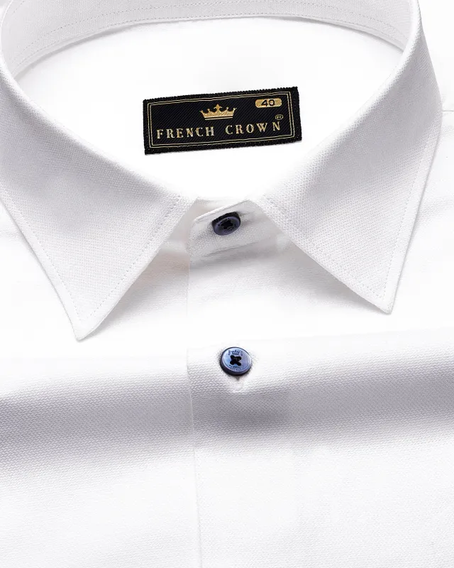 Bright White Dobby Textured Premium Giza Cotton Shirt sold by French Crown