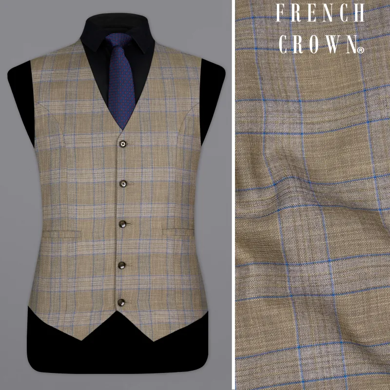 Arrowtown Brown with Azure Blue Plaid Waistcoat sold by French Crown