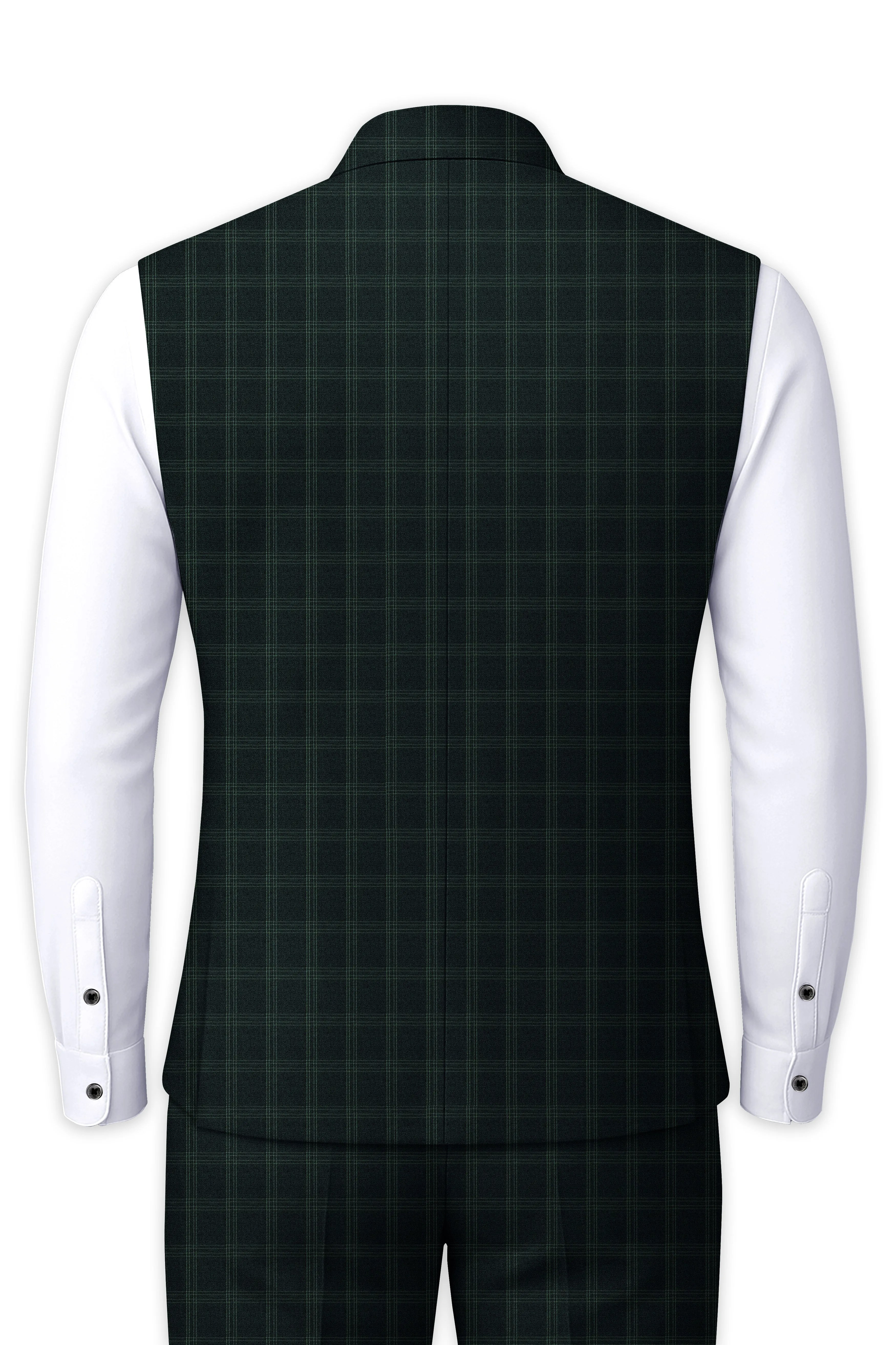 Zeus Green Plaid Bandhgala Nehru Jacket sold by French Crown product image thumbnail 4