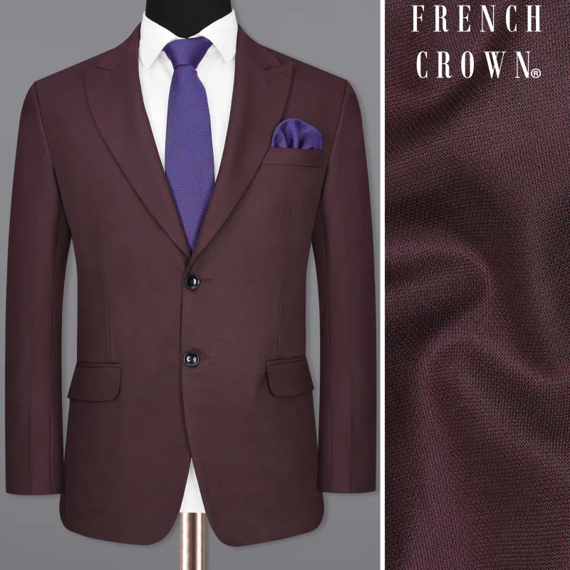 Taupe Maroon Single Breasted Blazer sold by French Crown