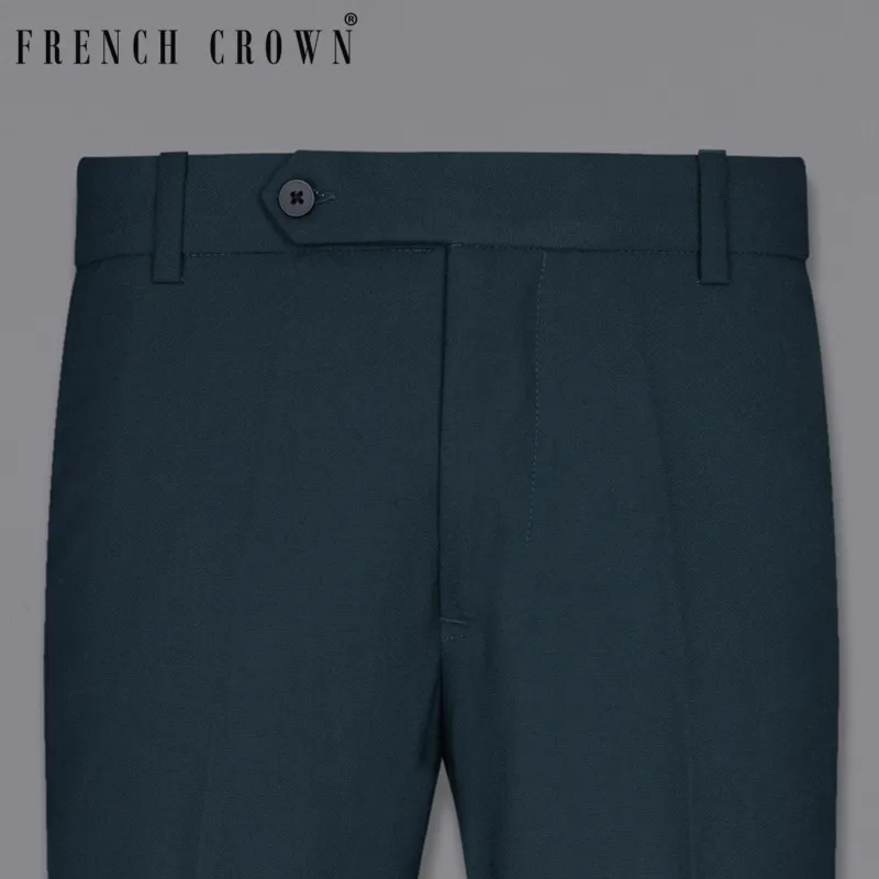 Biscay Blue Wool Rich Pant sold by French Crown