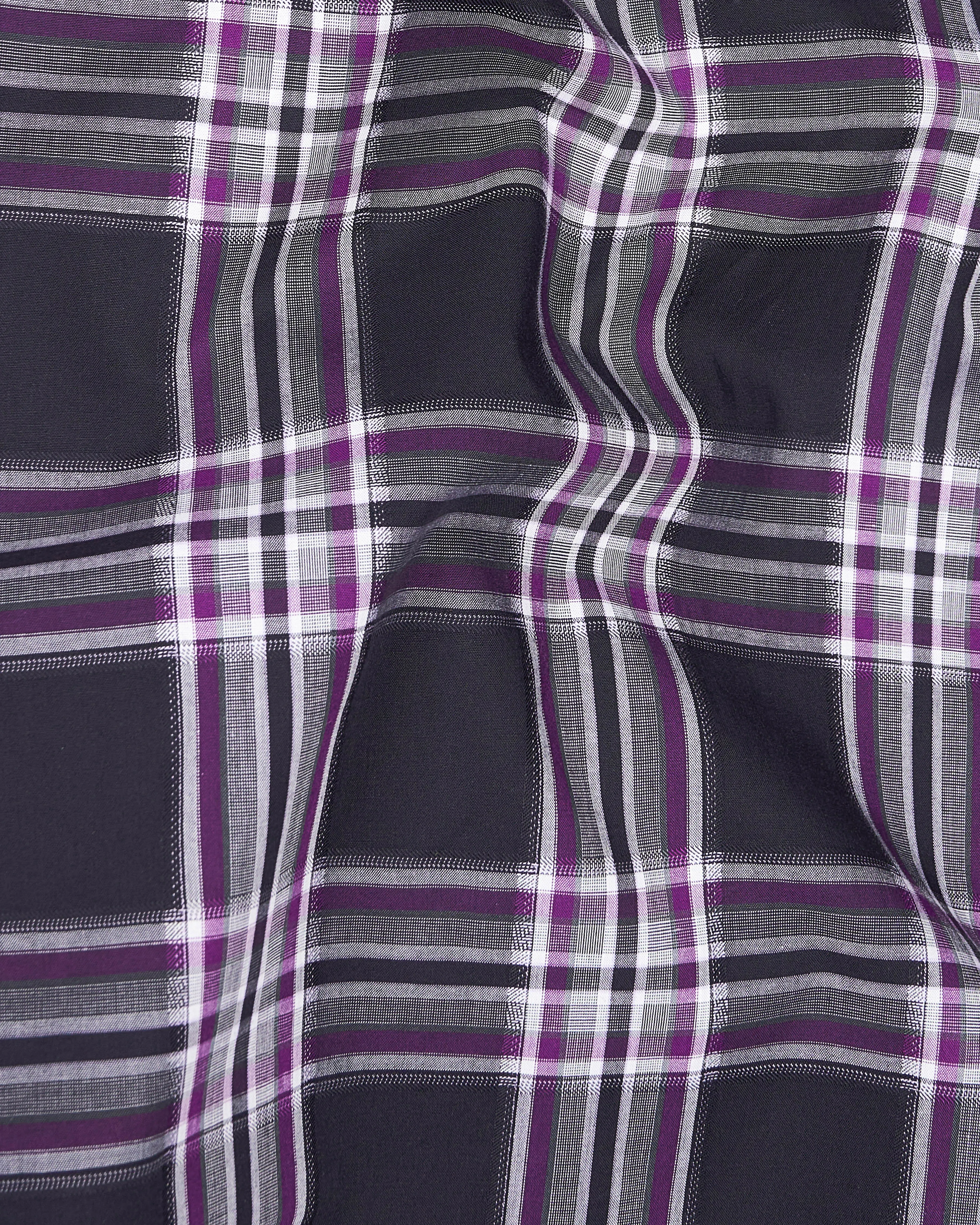 Thunder Blue with Eminence Purple Plaid Dobby Textured Premium Giza Cotton Shirt sold by French Crown product image thumbnail 2