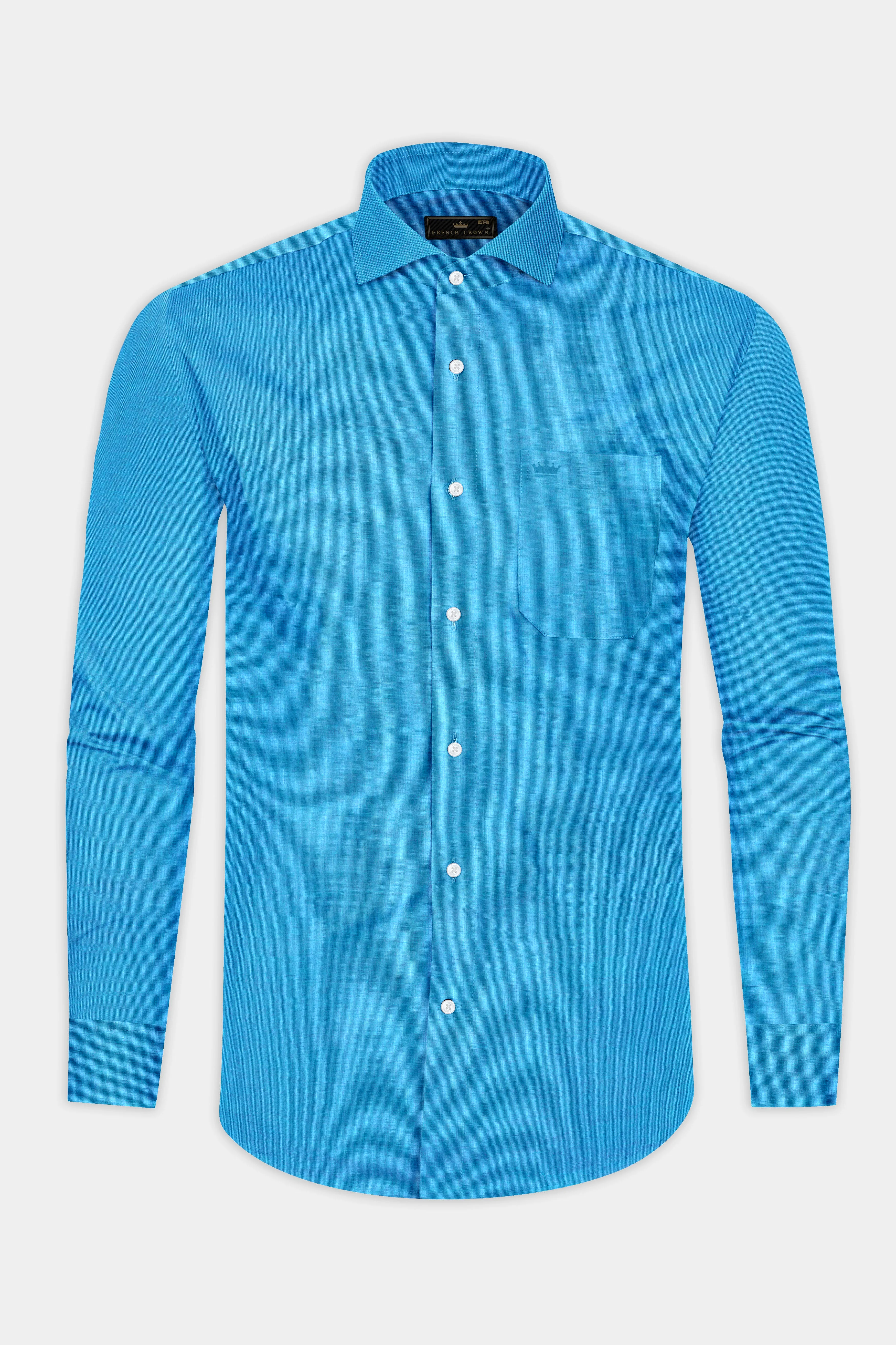 Pelorous Blue Chambray Premium Cotton Shirt sold by French Crown product image thumbnail 4