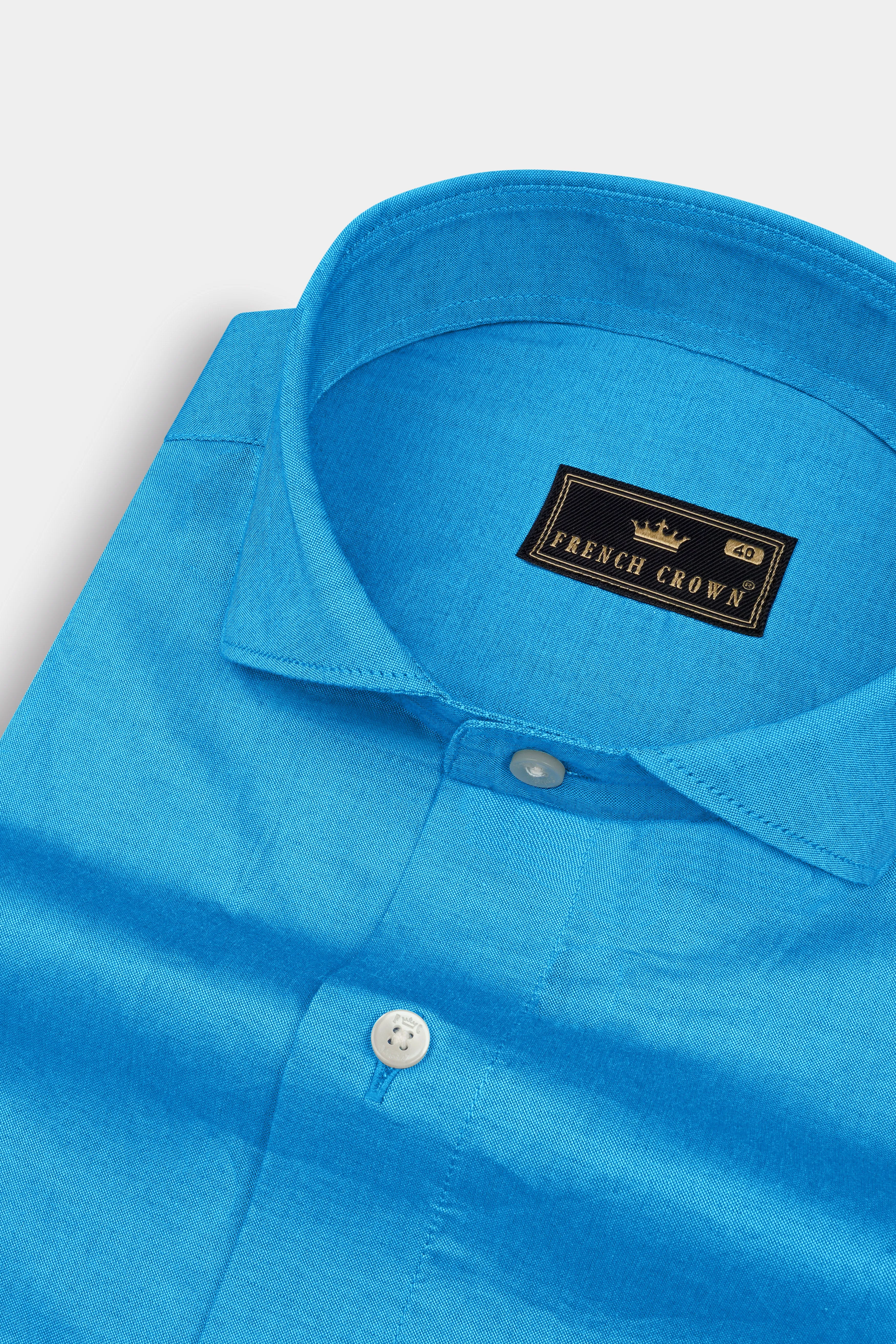 Pelorous Blue Chambray Premium Cotton Shirt sold by French Crown