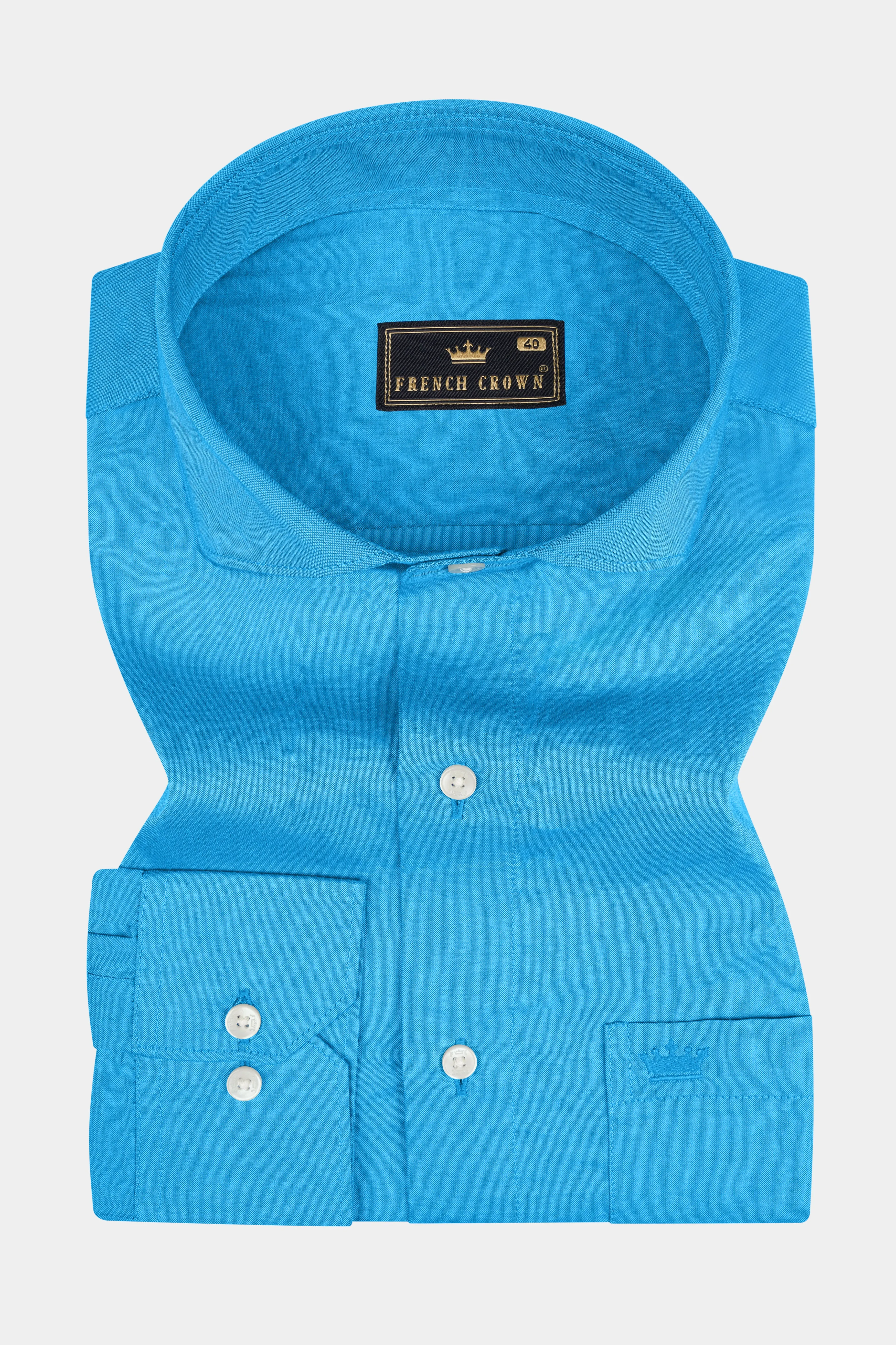Pelorous Blue Chambray Premium Cotton Shirt sold by French Crown product image thumbnail 3