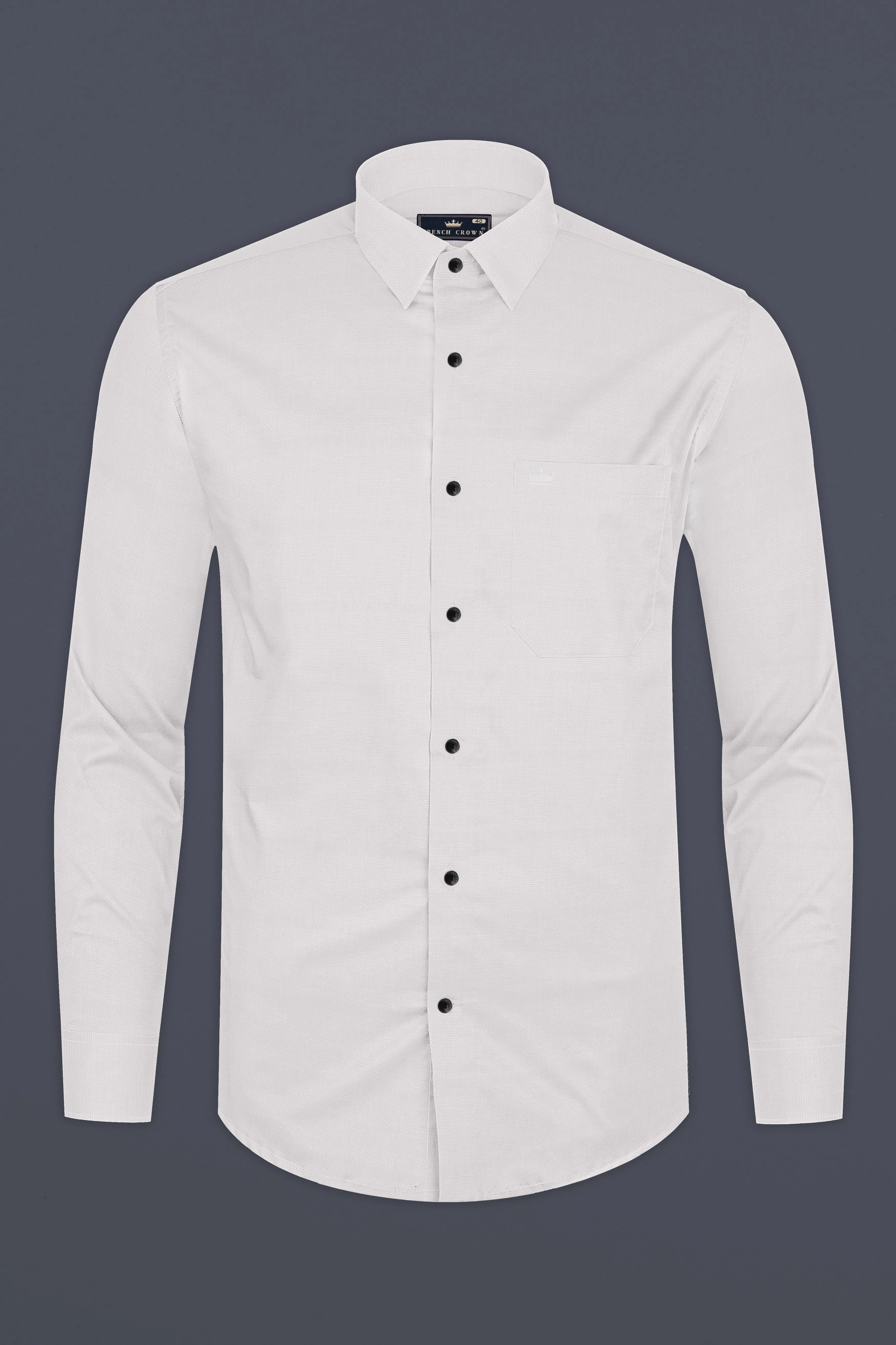 Lily White Dobby Textured Premium Cotton Shirt sold by French Crown product image thumbnail 4