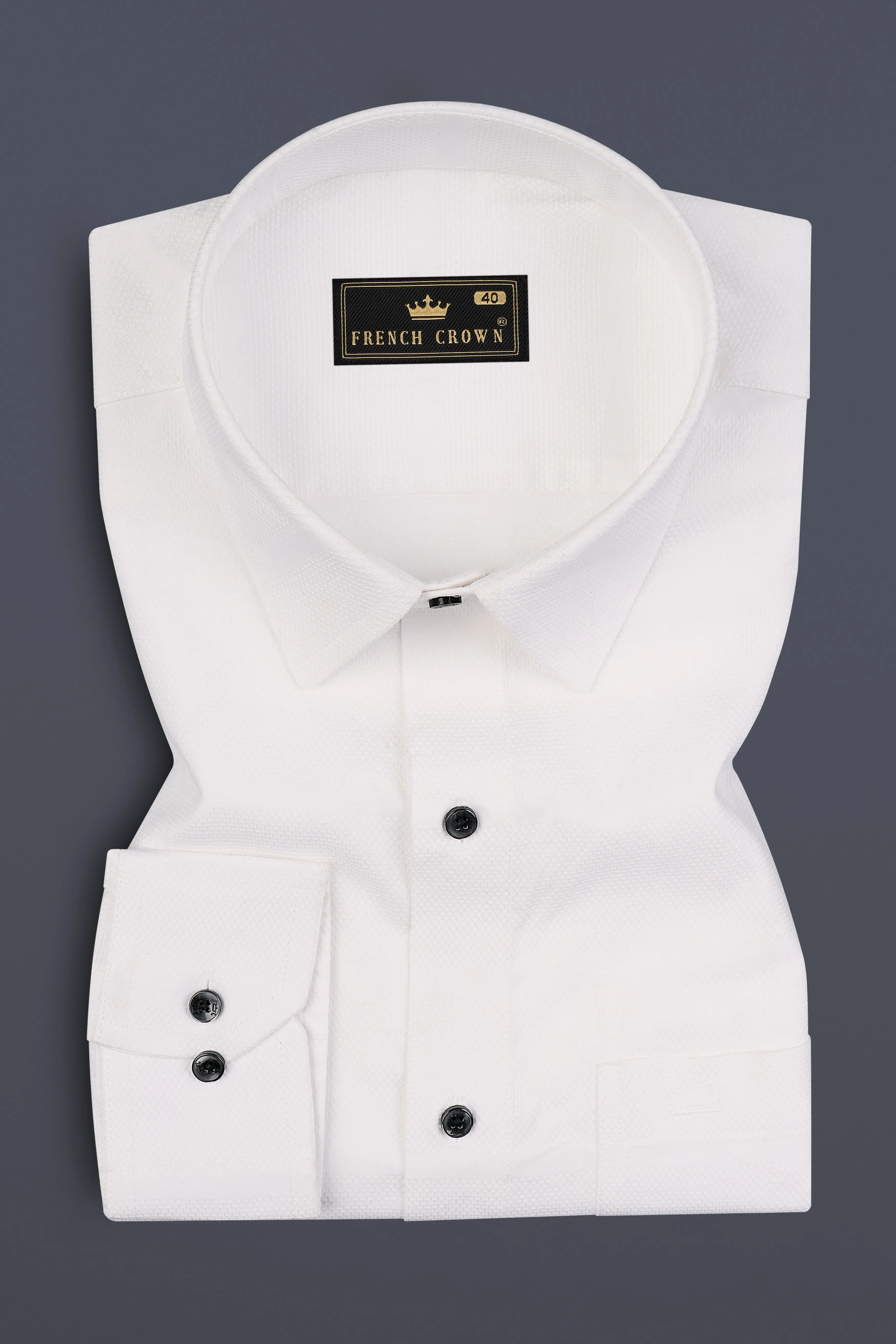 Lily White Dobby Textured Premium Cotton Shirt sold by French Crown product image thumbnail 3