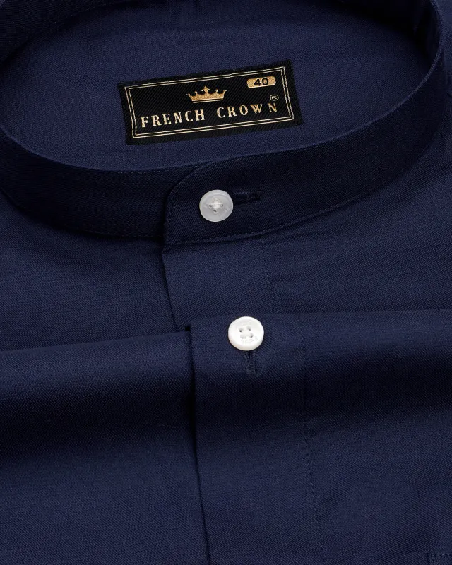 Haiti Blue Dobby Textured Premium Giza Cotton Shirt sold by French Crown