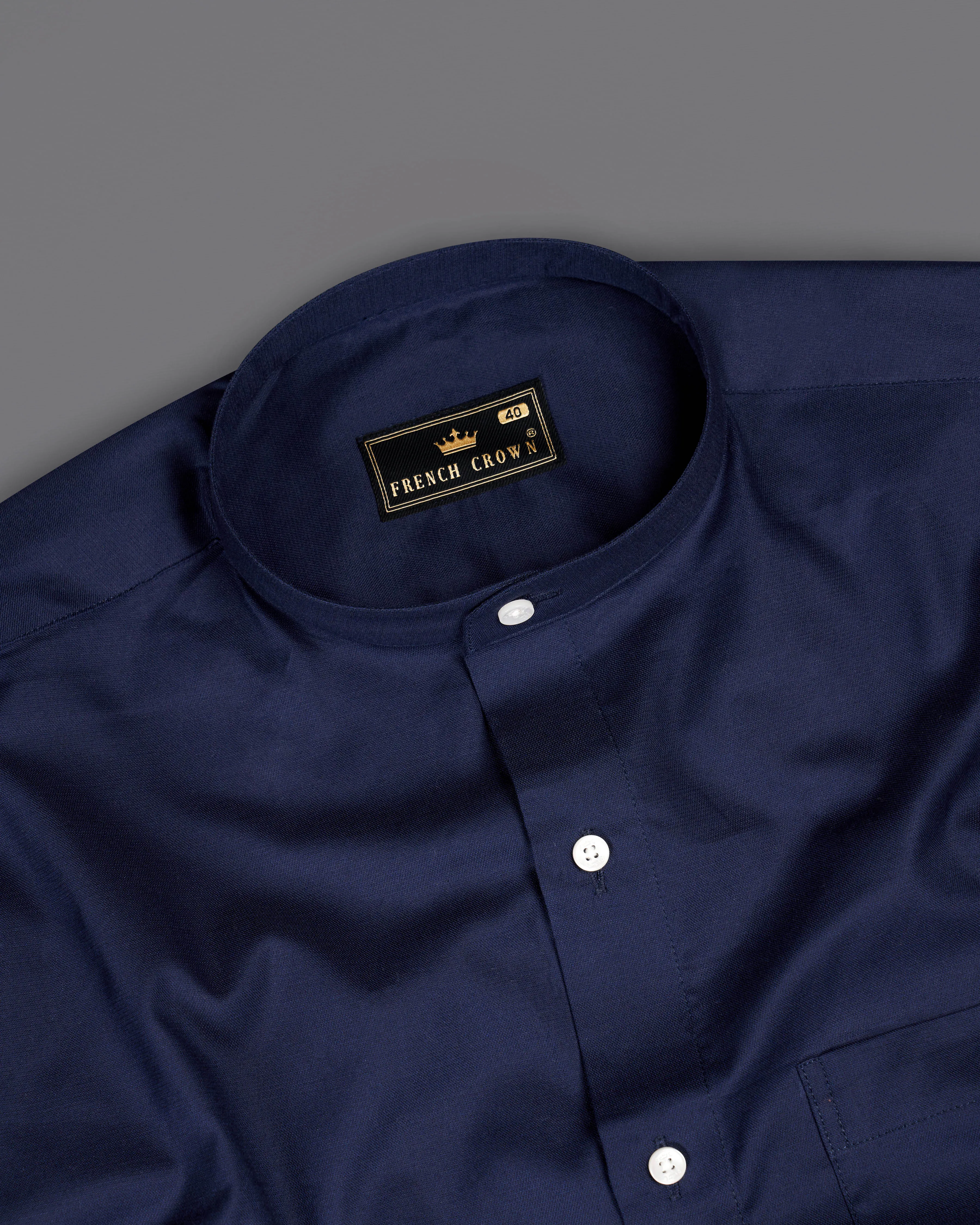 Haiti Blue Dobby Textured Premium Giza Cotton Shirt sold by French Crown product image thumbnail 4