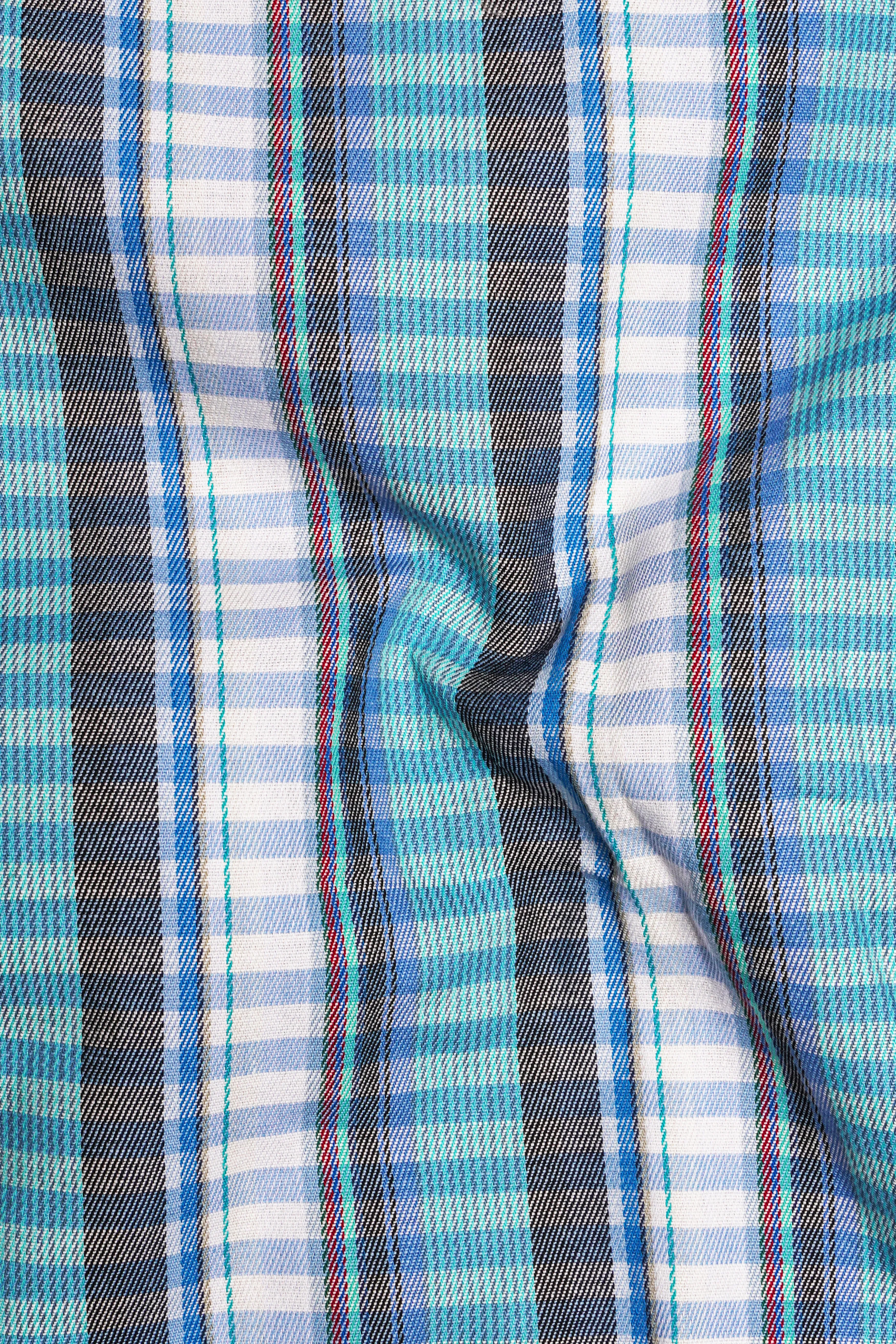 Bright White with Seagull Blue and Shuttle Gray Twill Striped Premium Cotton Shirt sold by French Crown product image thumbnail 3