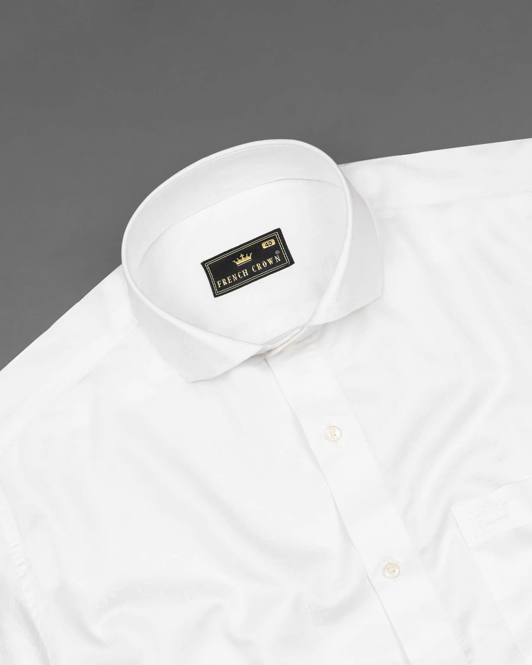 Bright White Jacquard Textured Premium Giza Cotton Shirt sold by French Crown product image thumbnail 4