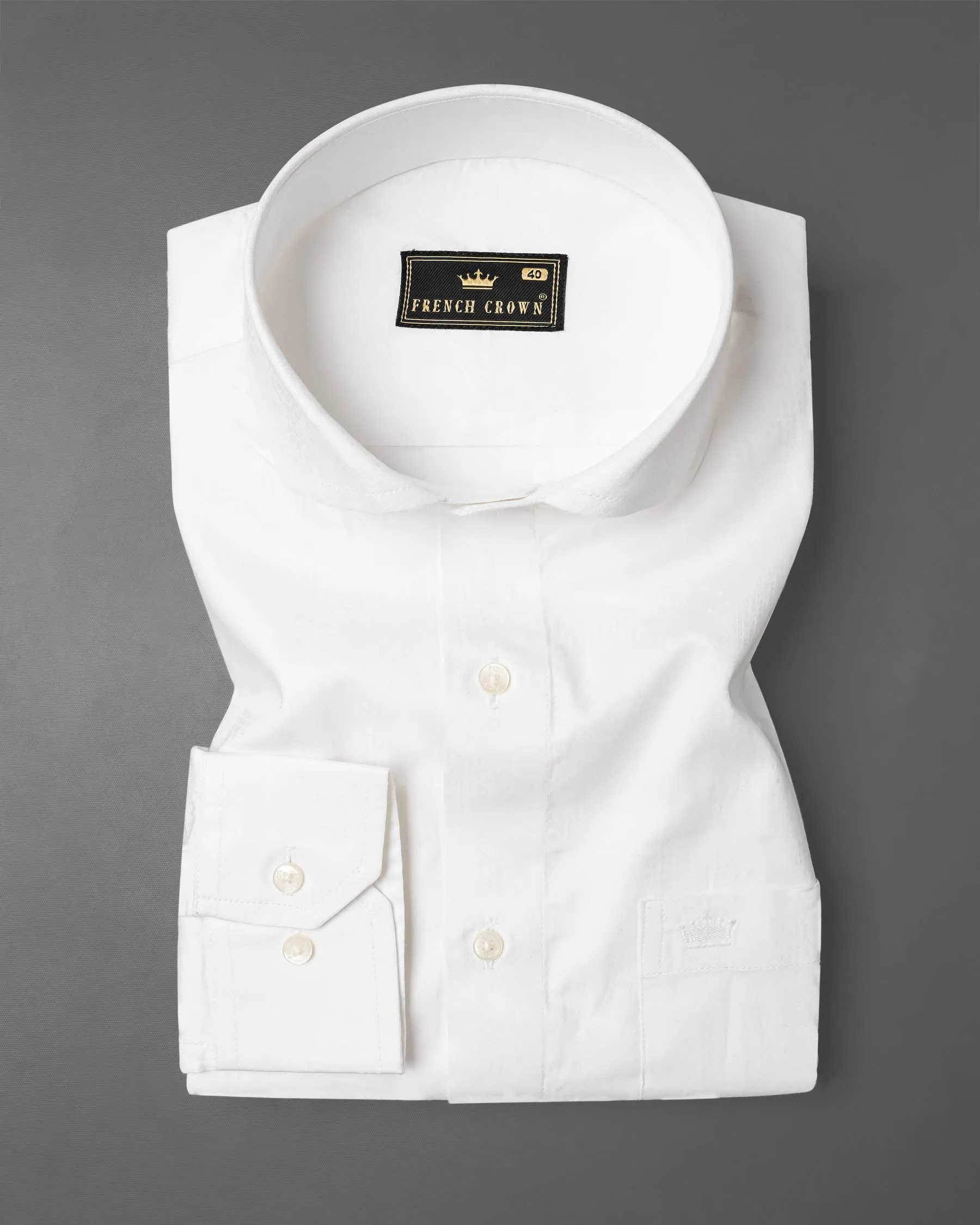 Bright White Jacquard Textured Premium Giza Cotton Shirt sold by French Crown product image thumbnail 3