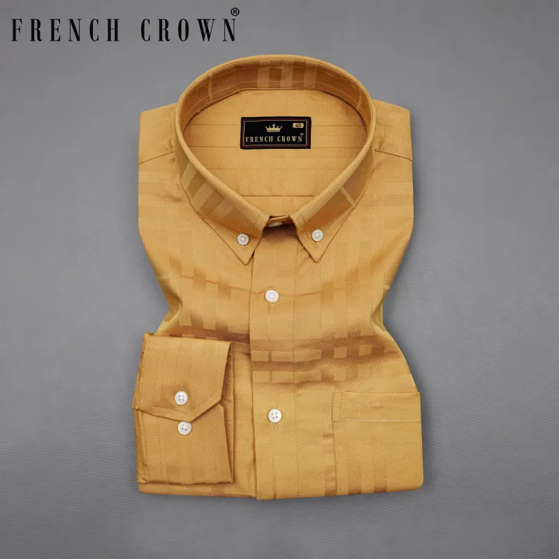 Tussock Brown Dobby Textured Premium Giza Cotton Shirt sold by French Crown