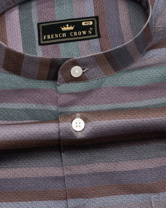 Turquoise Green with Iridium Green Multicolour Striped Super Soft Premium Cotton Shirt sold by French Crown