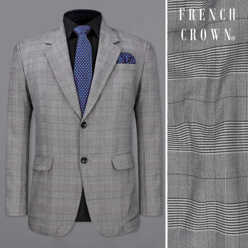 Storm Dust Gray Plaid Single Breasted Blazer sold by French Crown