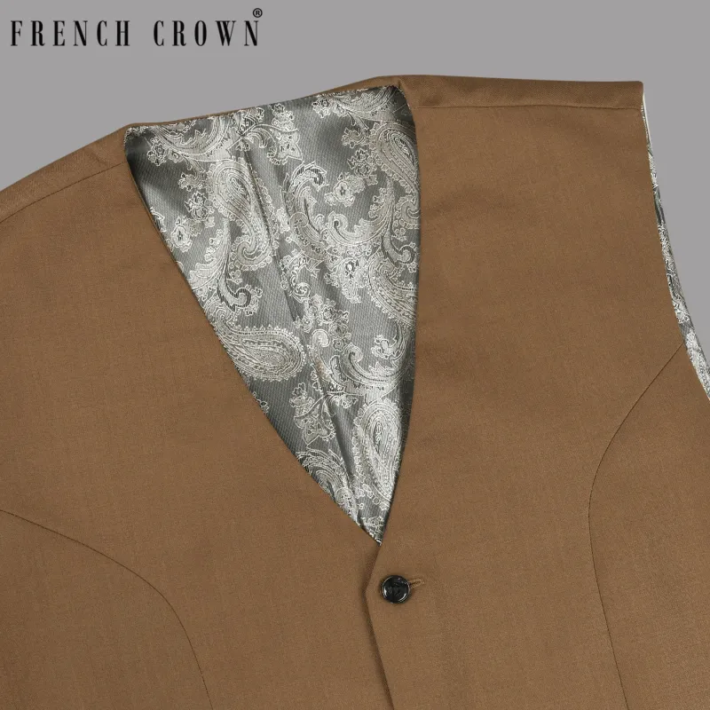 Khaki Wool Rich Waistcoat sold by French Crown
