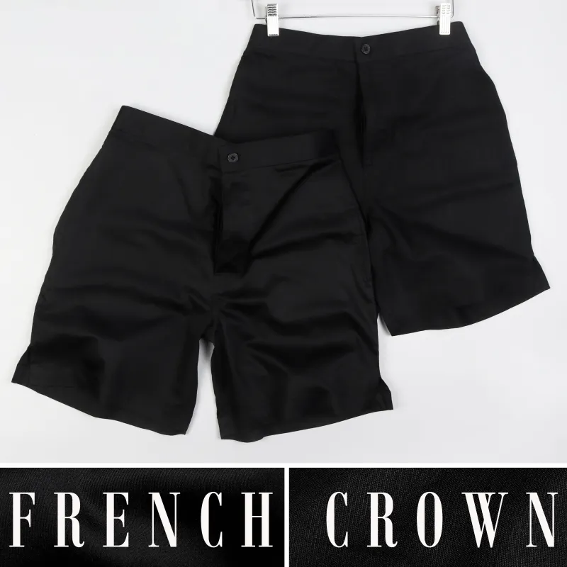 Jade Black Luxurious Linen and Premium Cotton Shorts sold by French Crown
