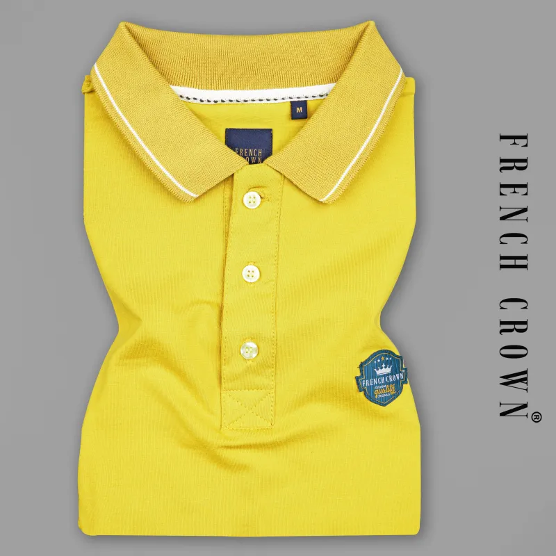 Dandelion Yellow Organic Cotton Mercerised Pique Polo sold by French Crown
