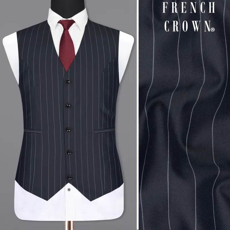 Charcoal Striped Wool Rich Waistcoat sold by French Crown