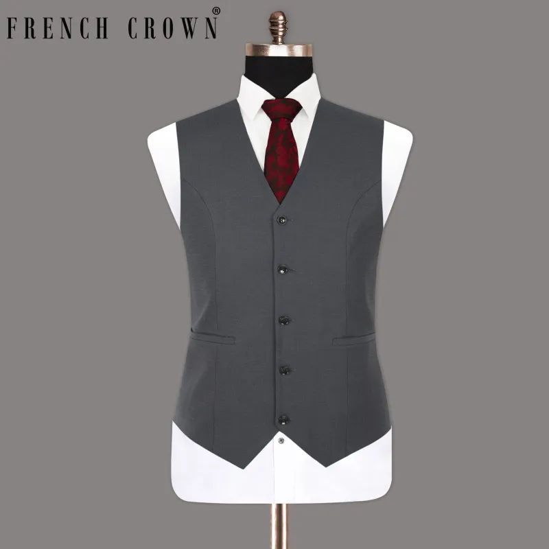 Outer Space Blue Wool Rich Waistcoat made by French Crown