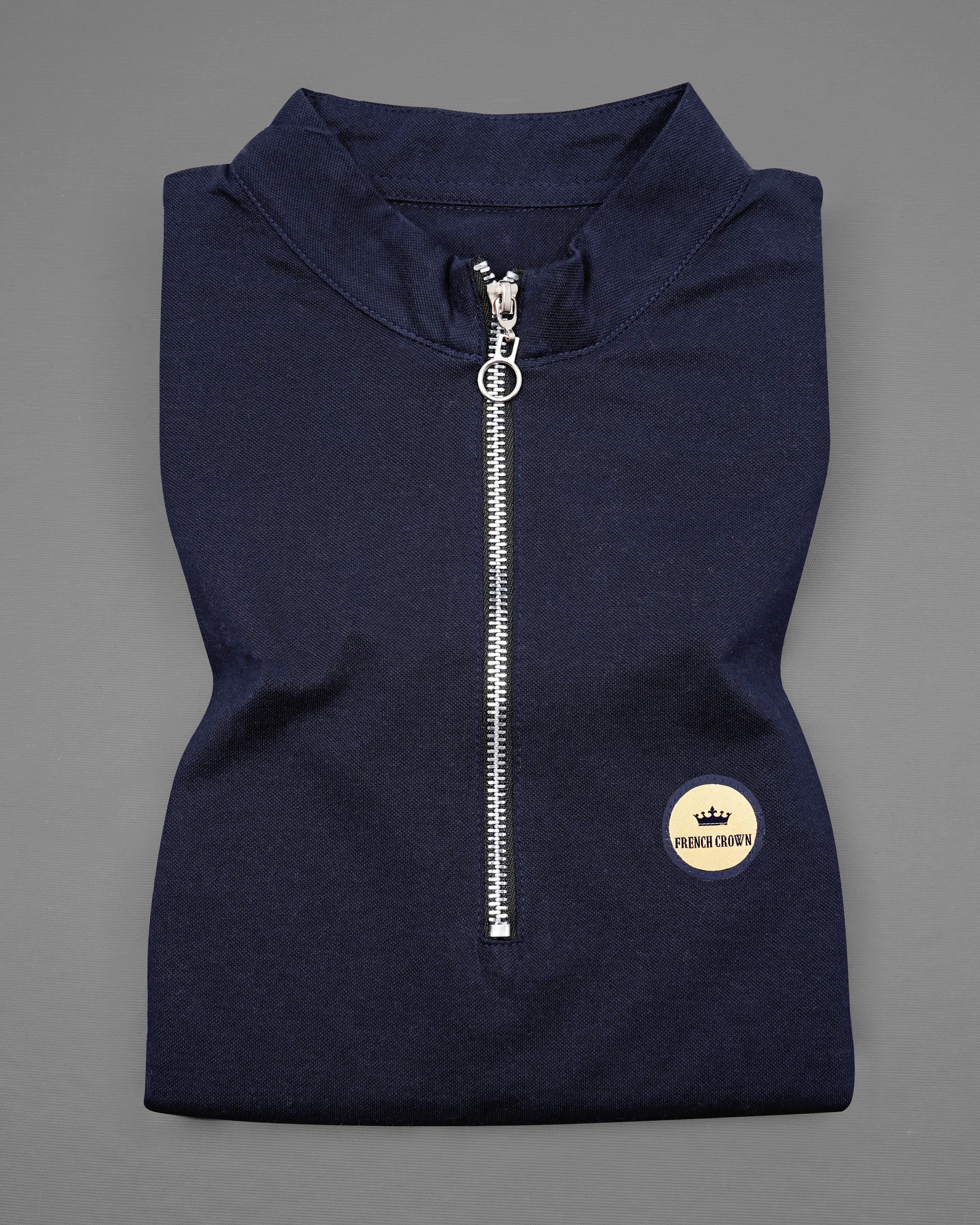 Mirage Blue and Supernova Yellow Super Soft Organic Cotton Mercerised Pique Polo with Zipper Closure sold by French Crown product image thumbnail 4