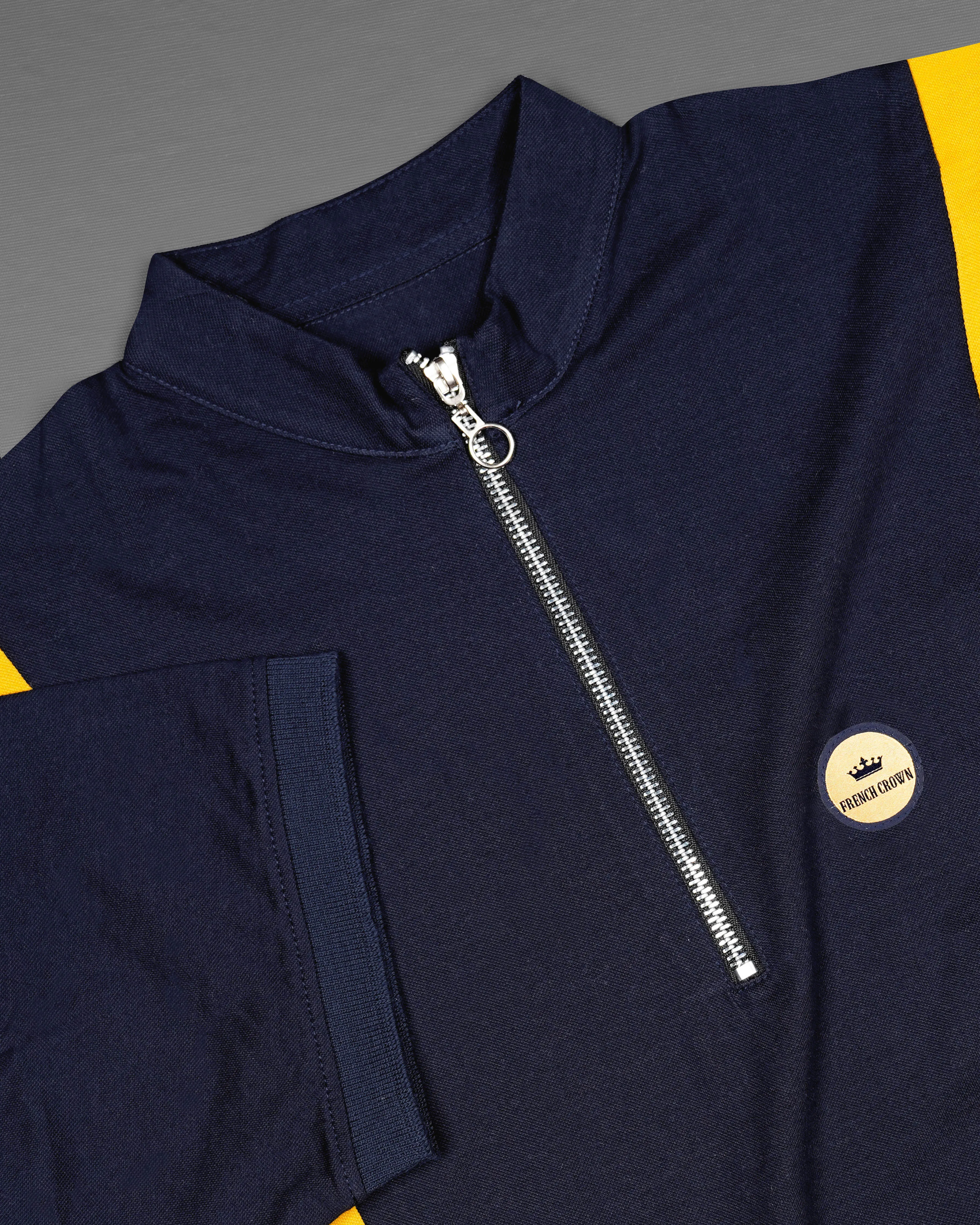Mirage Blue and Supernova Yellow Super Soft Organic Cotton Mercerised Pique Polo with Zipper Closure sold by French Crown product image thumbnail 5
