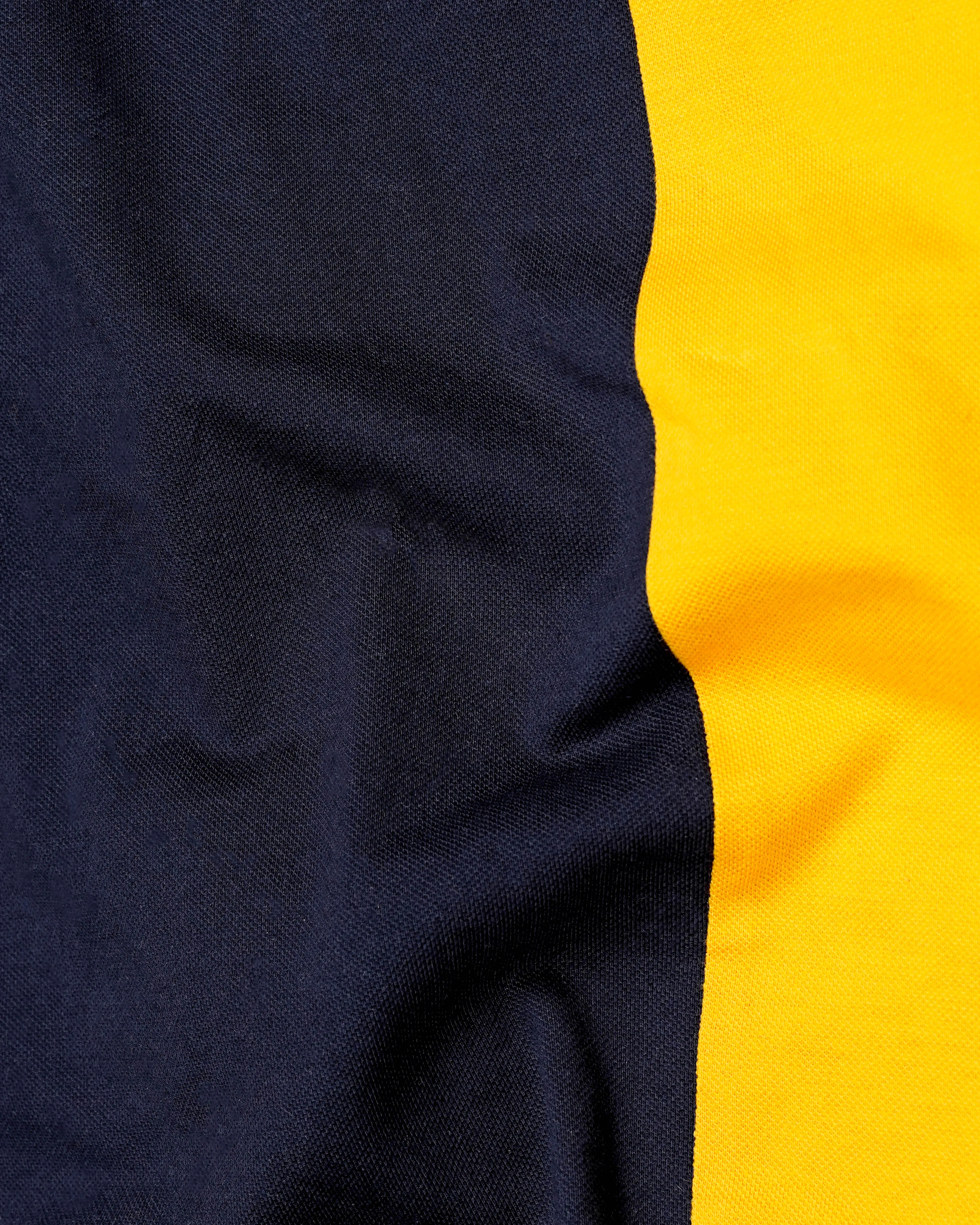 Mirage Blue and Supernova Yellow Super Soft Organic Cotton Mercerised Pique Polo with Zipper Closure sold by French Crown product image thumbnail 3