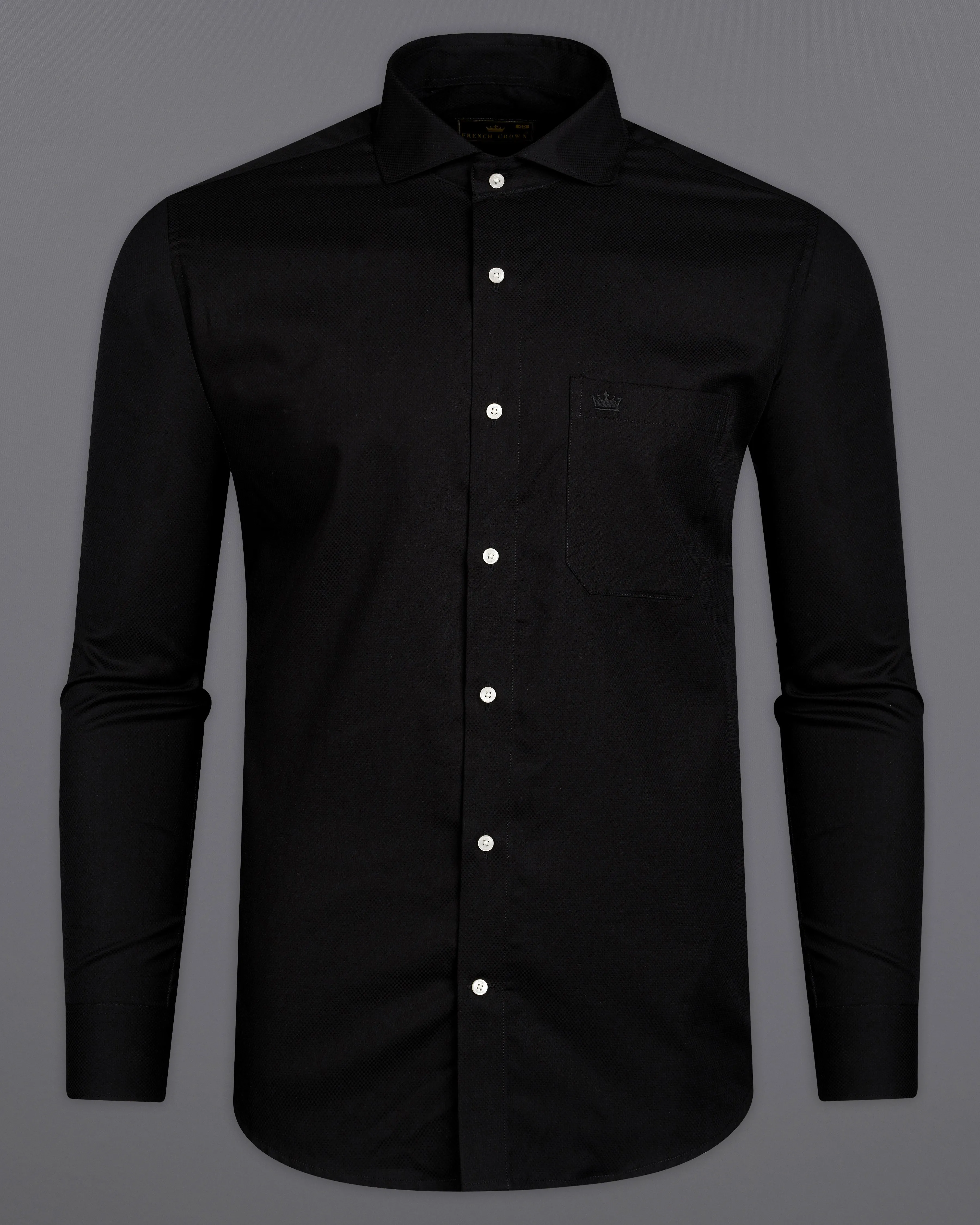 Jade Black Dobby Textured Premium Giza Cotton Shirt sold by French Crown product image thumbnail 5