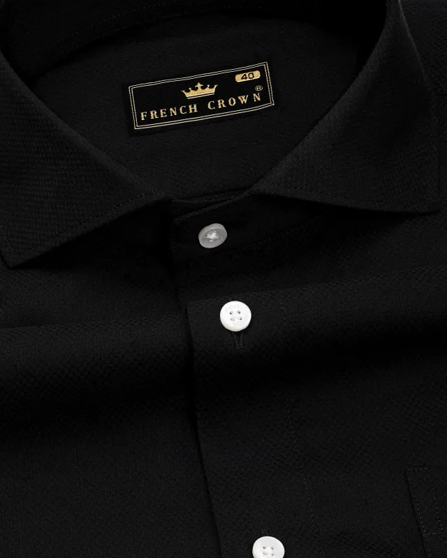 Jade Black Dobby Textured Premium Giza Cotton Shirt sold by French Crown