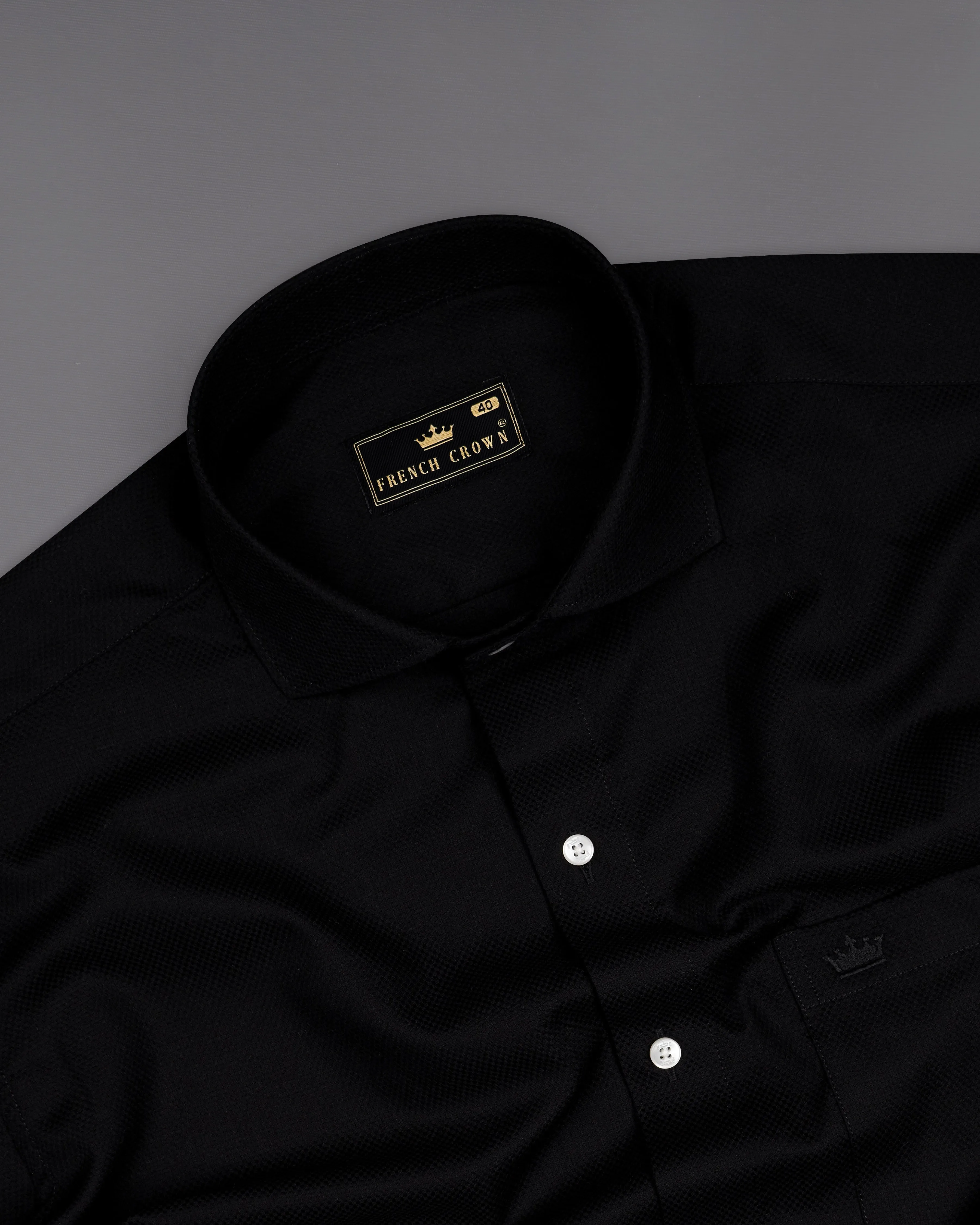 Jade Black Dobby Textured Premium Giza Cotton Shirt sold by French Crown product image thumbnail 4
