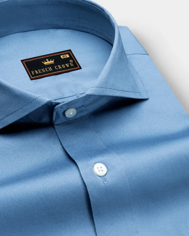 Bluish Cyan Blue Super Soft Premium Cotton Shirt sold by French Crown