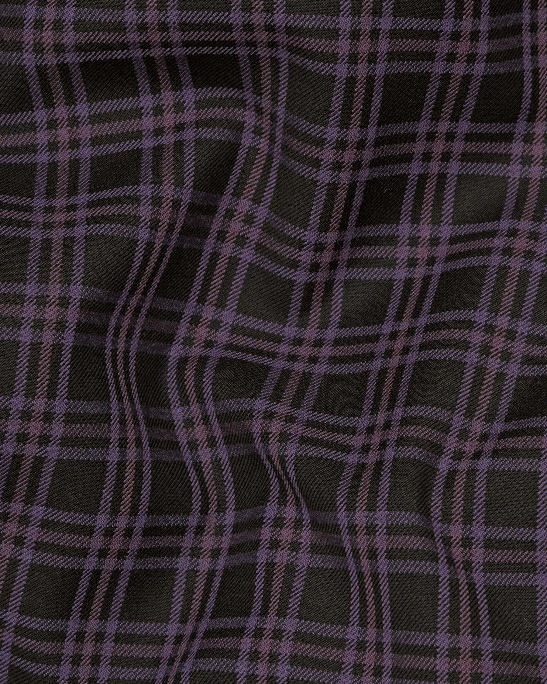 Black with Lilac Twill Plaid Wool Blend Waistcoat sold by French Crown product image thumbnail 3