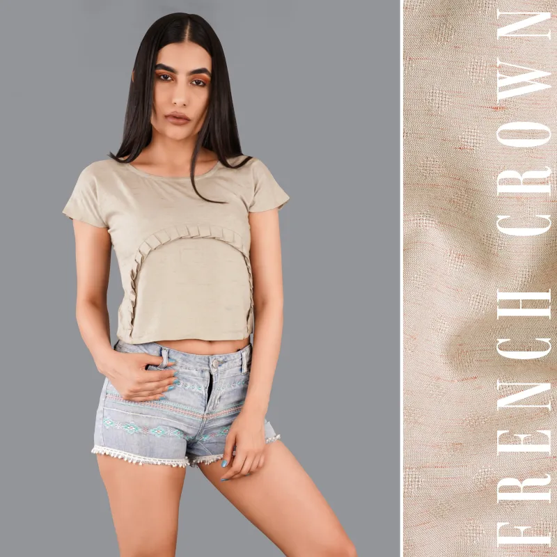 Amber Brown Crop With Pleated Premium Cotton Top sold by French Crown