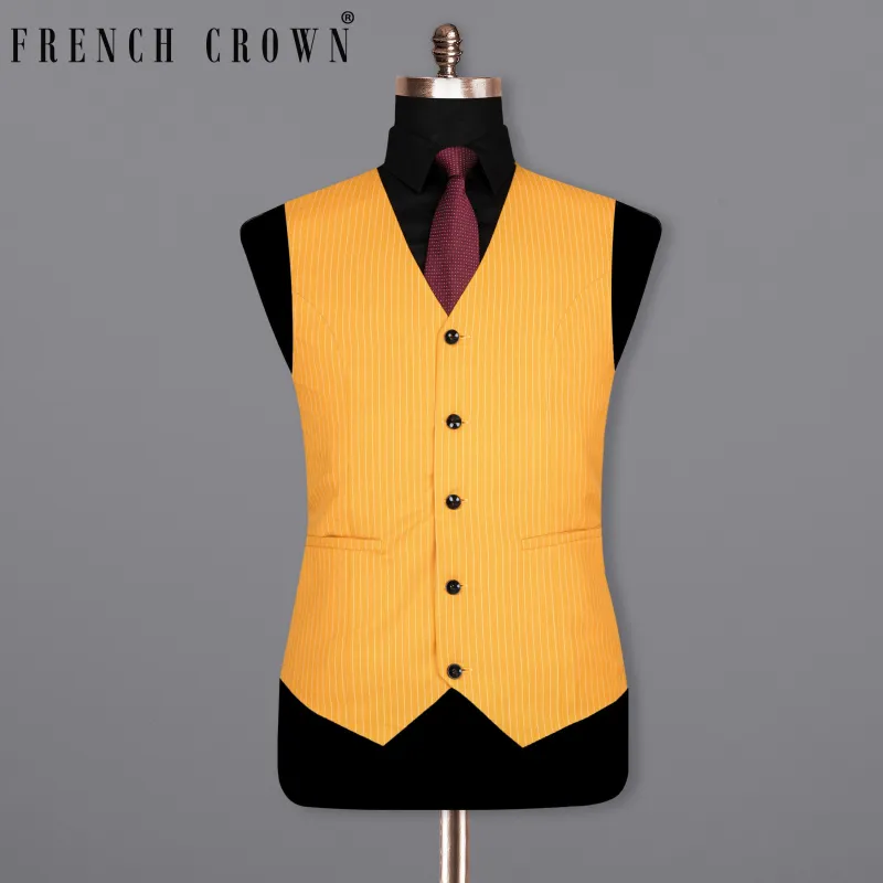 Sunshine yellow Woolrich Striped Sports Waistcoat sold by French Crown