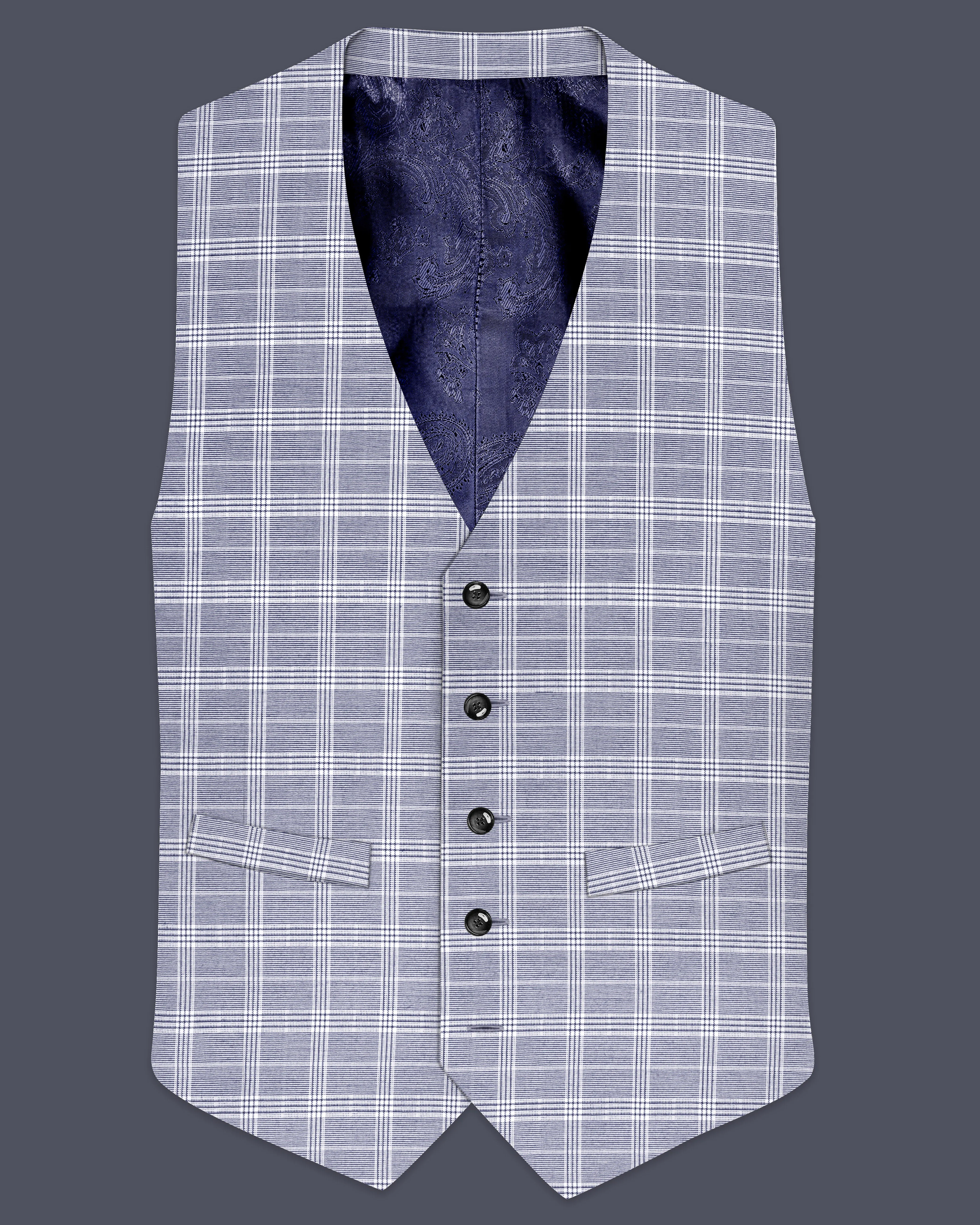 Monsoon Steel Gray Plaid Waistcoat sold by French Crown