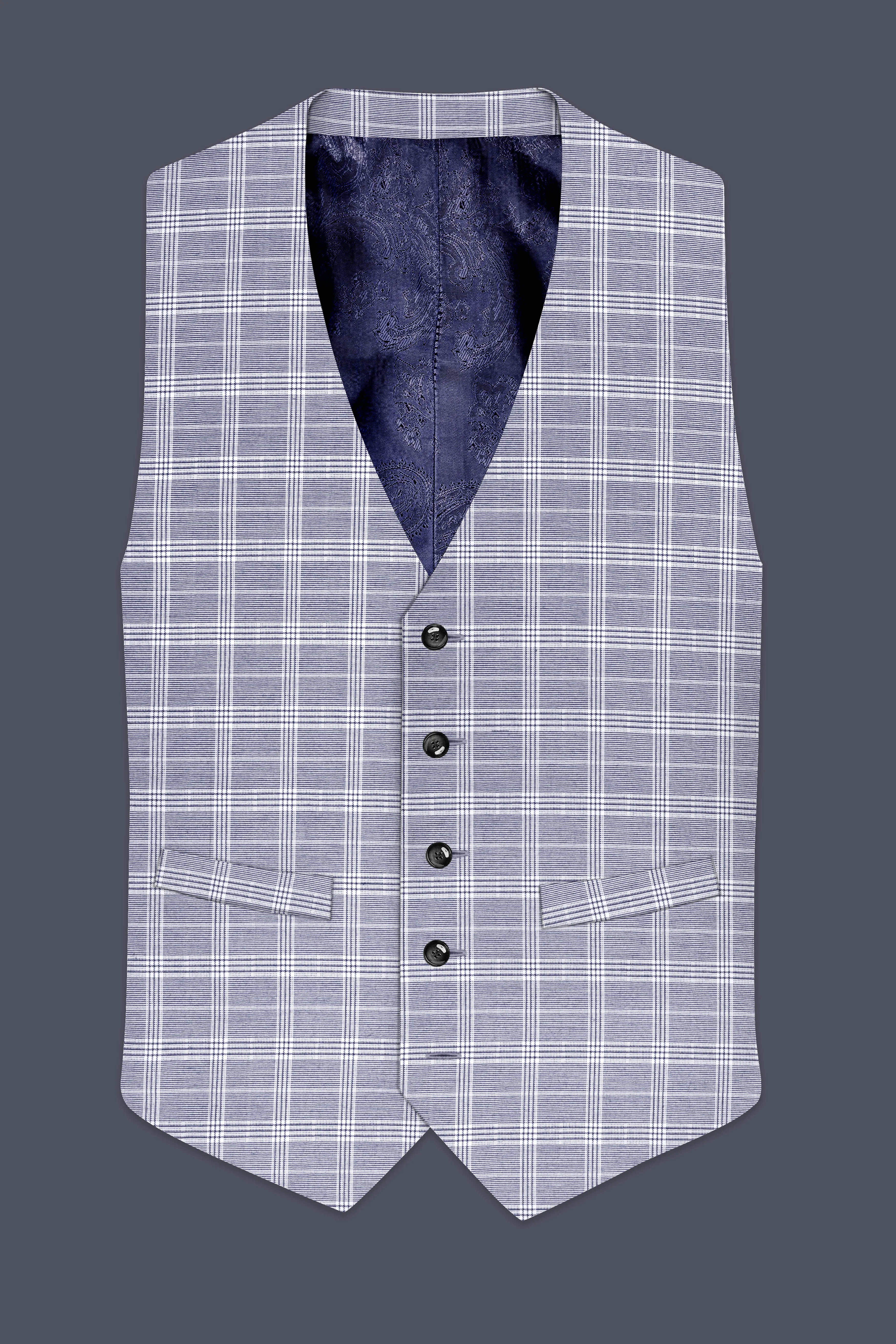 Monsoon Steel Gray Plaid Waistcoat sold by French Crown product image thumbnail 2