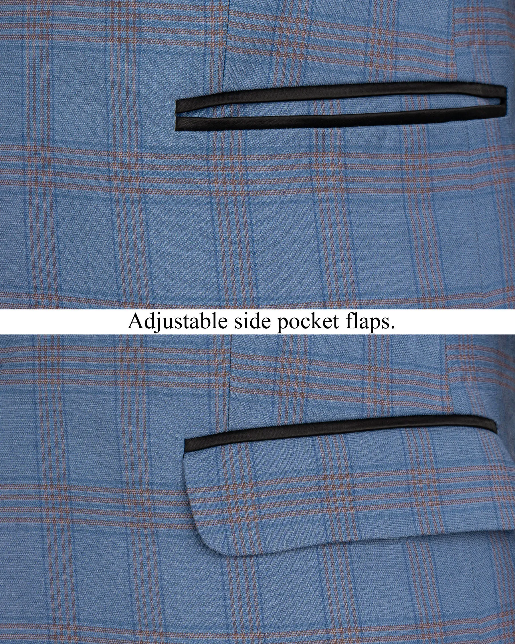 Lynch Light Blue Windowpane Woolrich Tuxedo Blazer sold by French Crown product image thumbnail 5