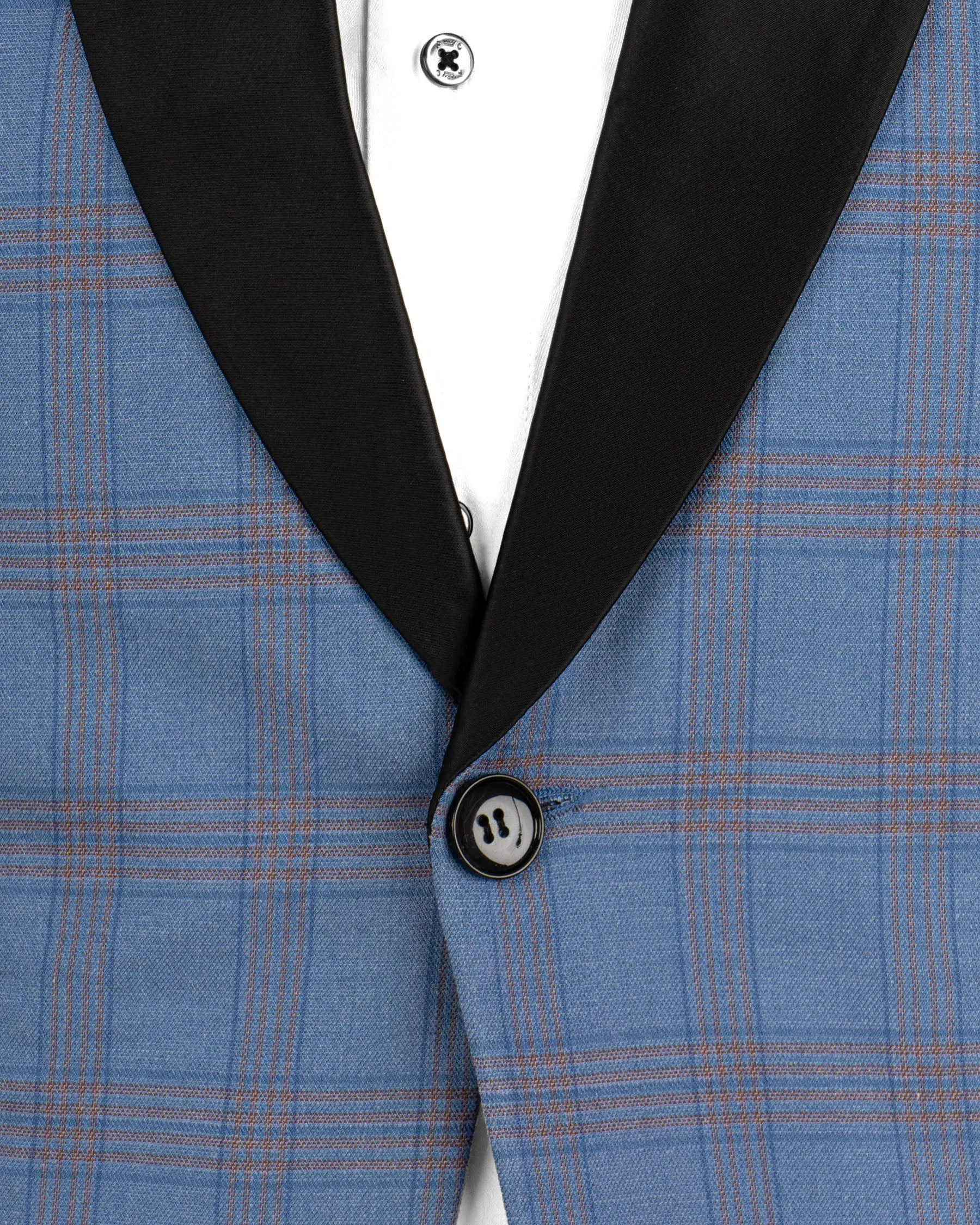 Lynch Light Blue Windowpane Woolrich Tuxedo Blazer sold by French Crown product image thumbnail 4