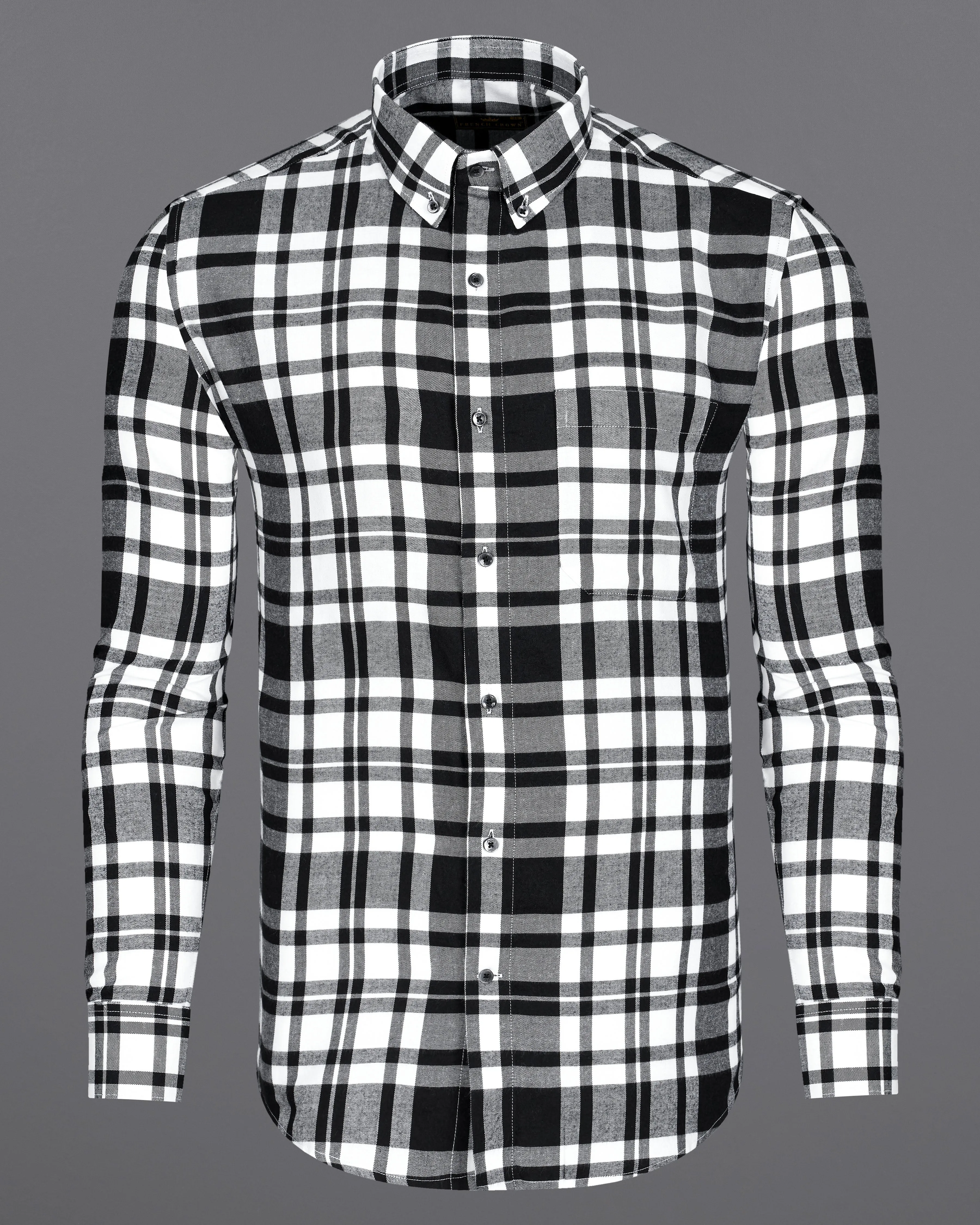 Jade Black and White Twill Plaid Premium Cotton Shirt sold by French Crown product image thumbnail 5