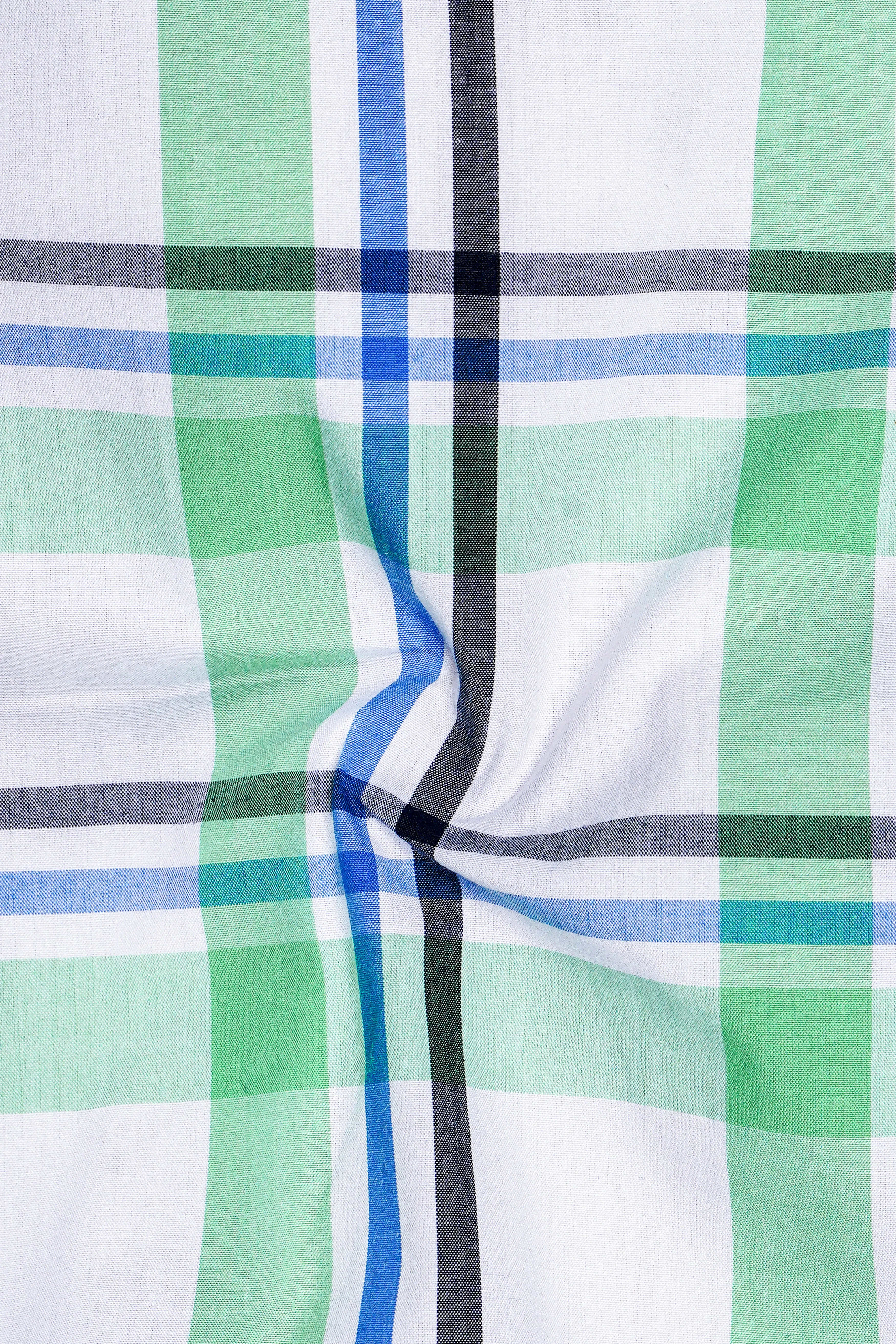 Bright White with Oxley Green and Black Windowpane Premium Cotton Shirt sold by French Crown product image thumbnail 3