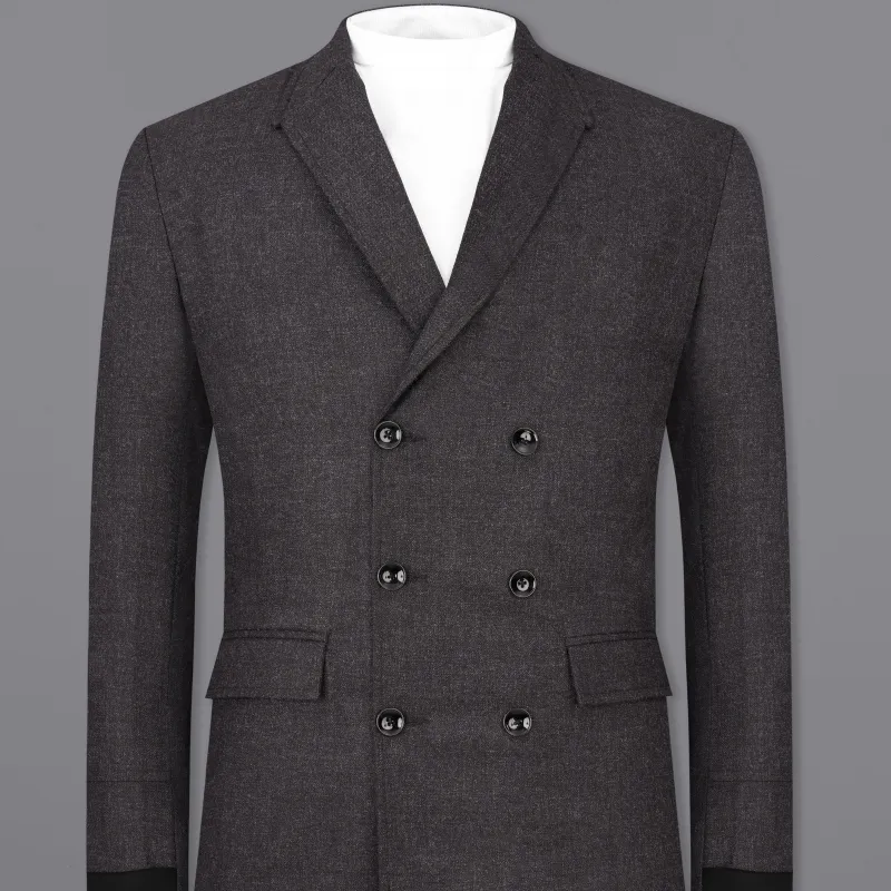 Bleached Gray Wool Rich Double Breasted Blazer sold by French Crown