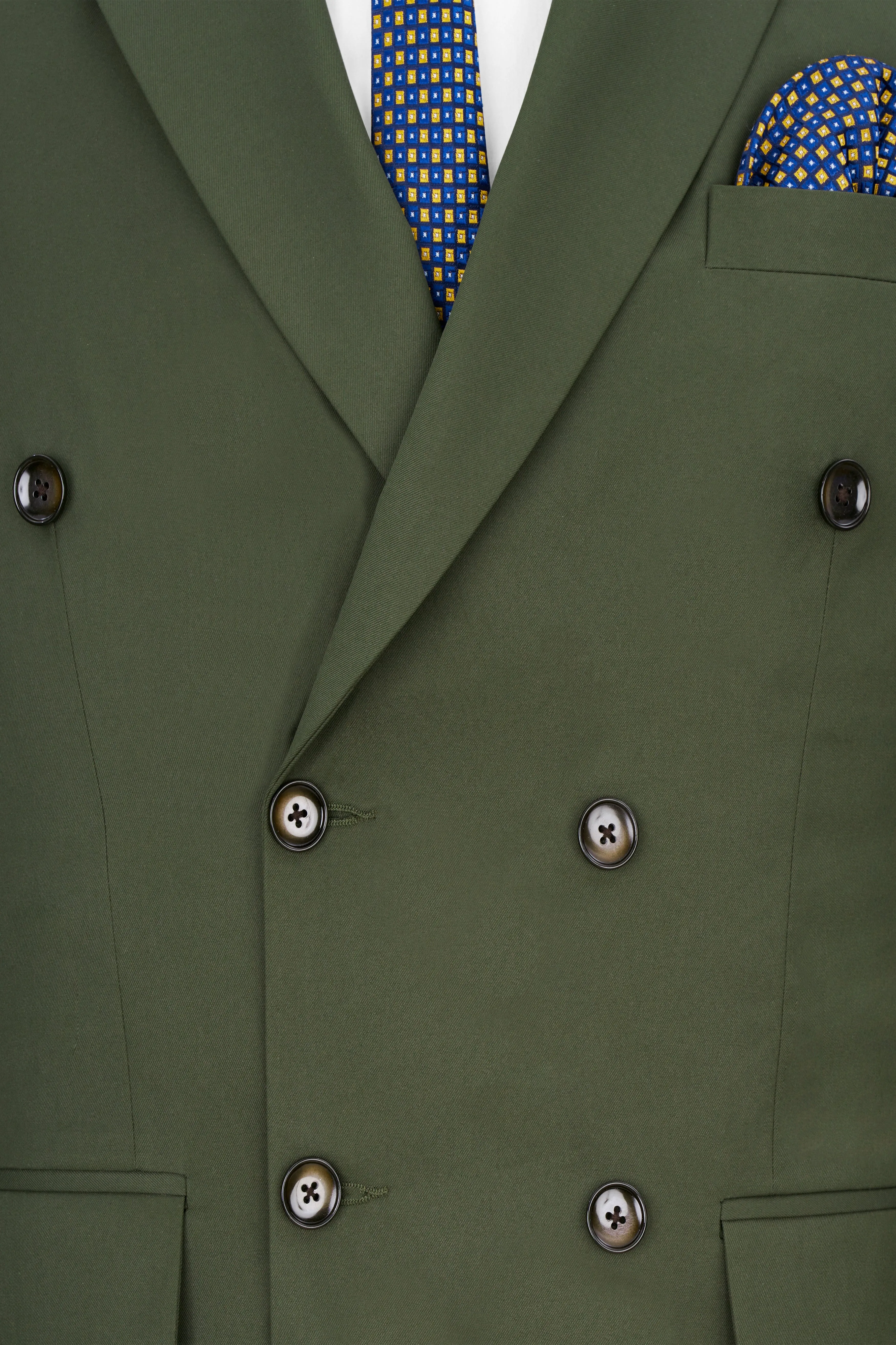 Twill Green Double Breasted Blazer sold by French Crown product image thumbnail 4