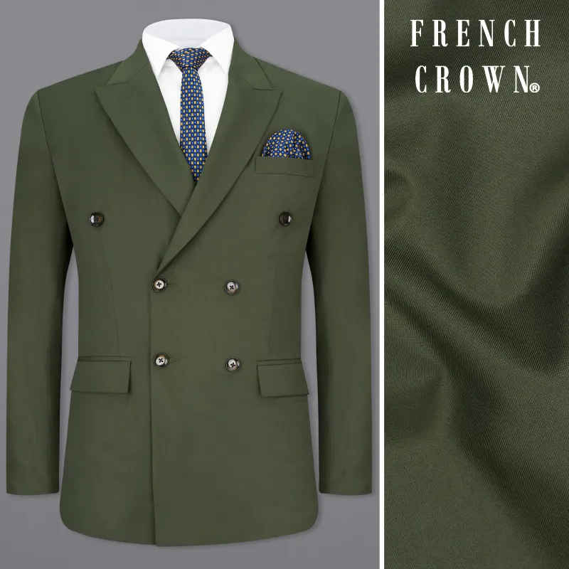 Twill Green Double Breasted Blazer made by French Crown