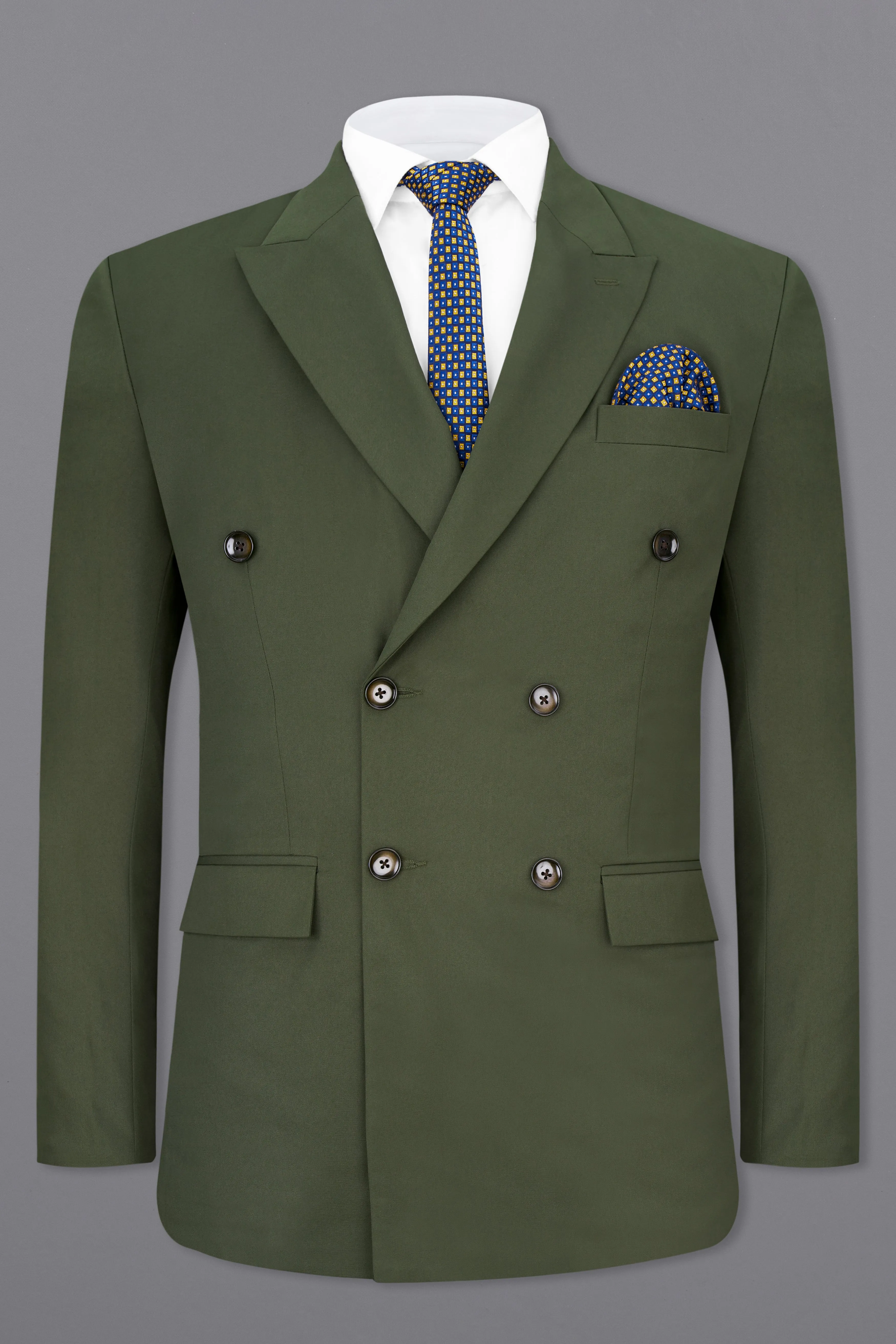 Twill Green Double Breasted Blazer sold by French Crown product image thumbnail 2